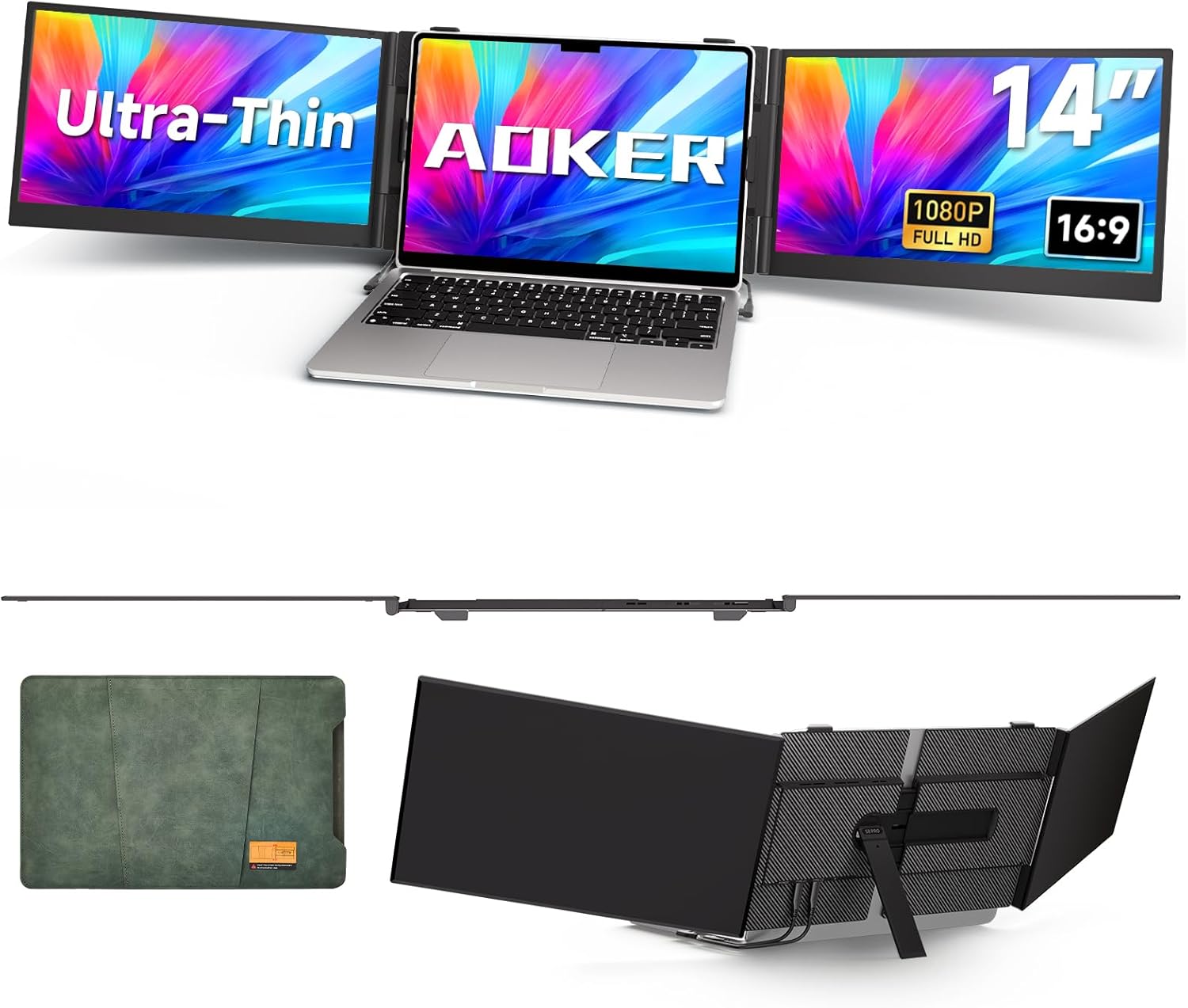 UltraThin 14 TriScreen triple laptop monitor 1080P IPS