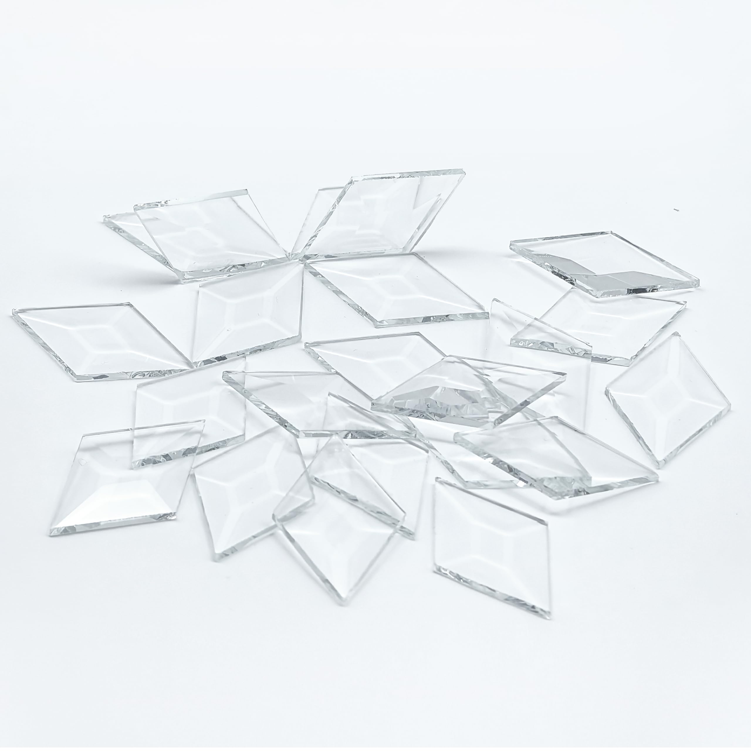 1.5 x 2.5 Inch Beveled Glass Squares (30 Pieces) for Stained Glass Art & Design (1.5 x 2.5 Inches)