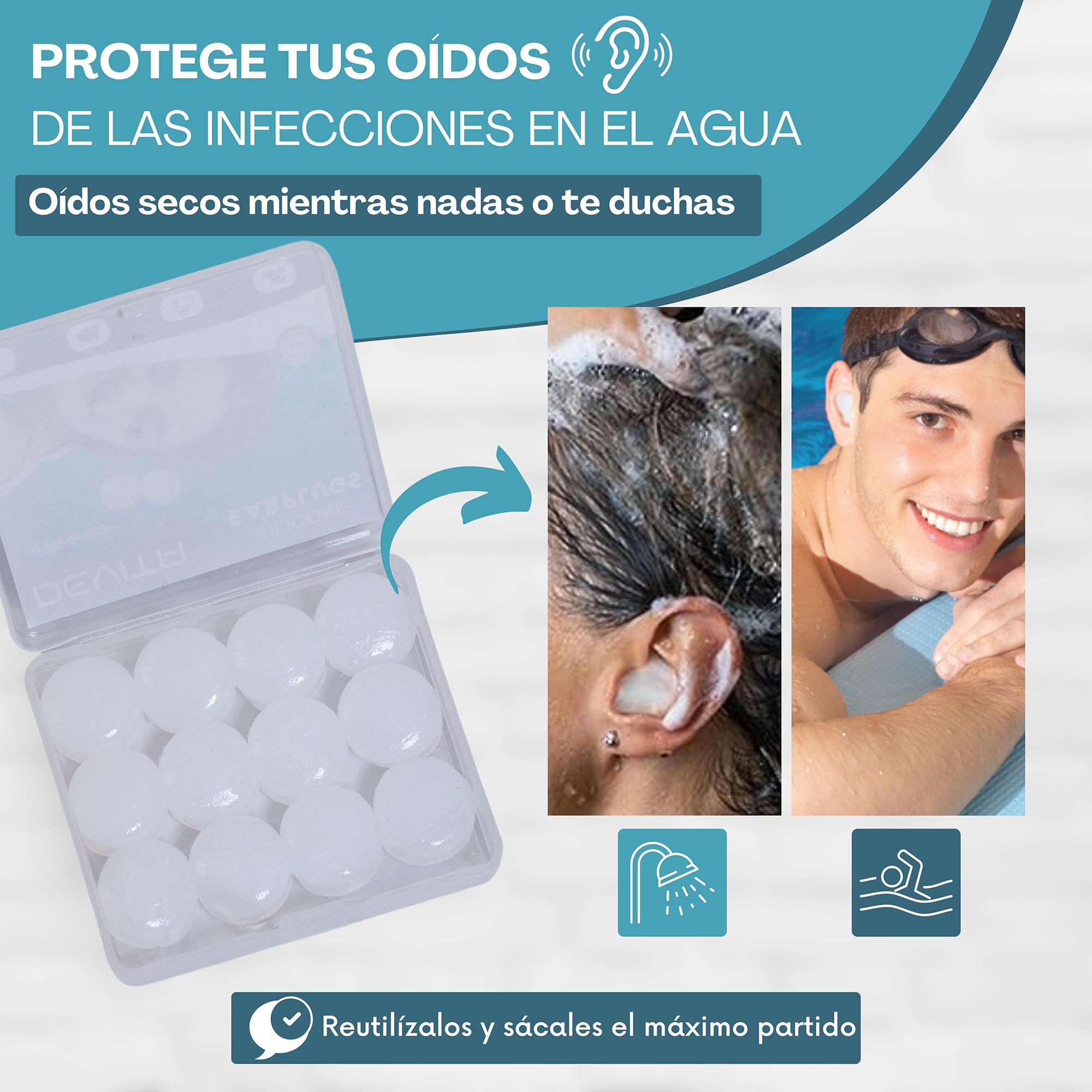 12 Tapones Oidos Ruido Dormir de Silicona. Para Dormir, Excelente Cancelación de Ruidos. Nadar, estudiar, antironquidos. eBook incluido 10 Consejos para Dormir Bien