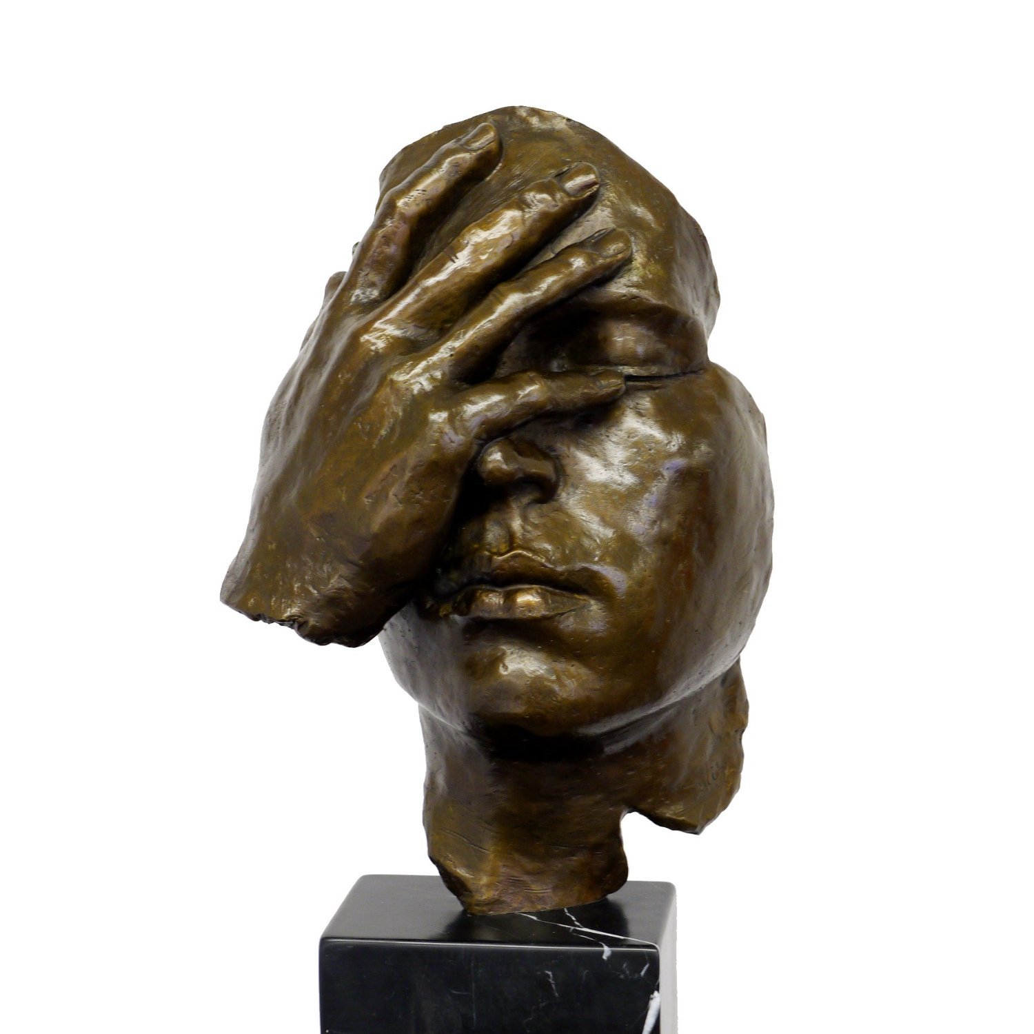 Resignation - Abstract Sculpture - Homage to Salvador Dali - signed Statue - Bust Head - Face on Marble Base - Height: 42 cm - Decoration Figurine - Gift Idea