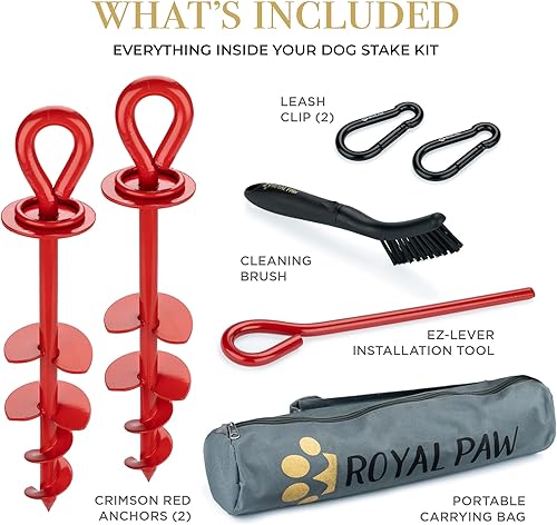 Miniatura 2 de ROYAL-PAW - Estaca de amarre para perros grandes de hasta 210 libras, estaca resistente para patio, playa y campamento al aire libre, mejor anclaje