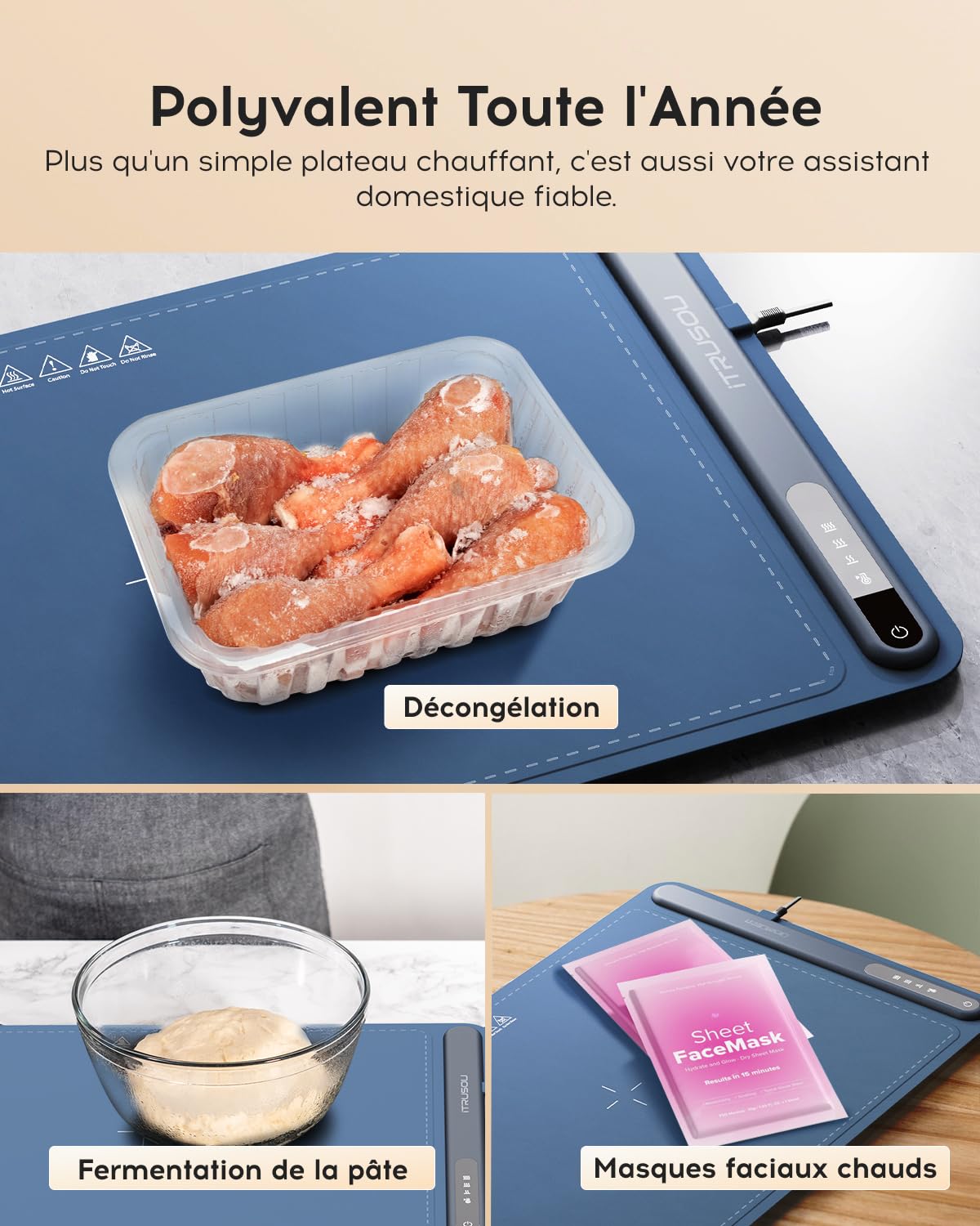 iTRUSOU Plateau Chauffant Électrique - Chauffage Intégral, Enroulable & Portable, Matériau Nano-Silicone Premium - Chauffe-Plat Polyvalent pour Rassemblements, Fêtes, Usage Quotidien