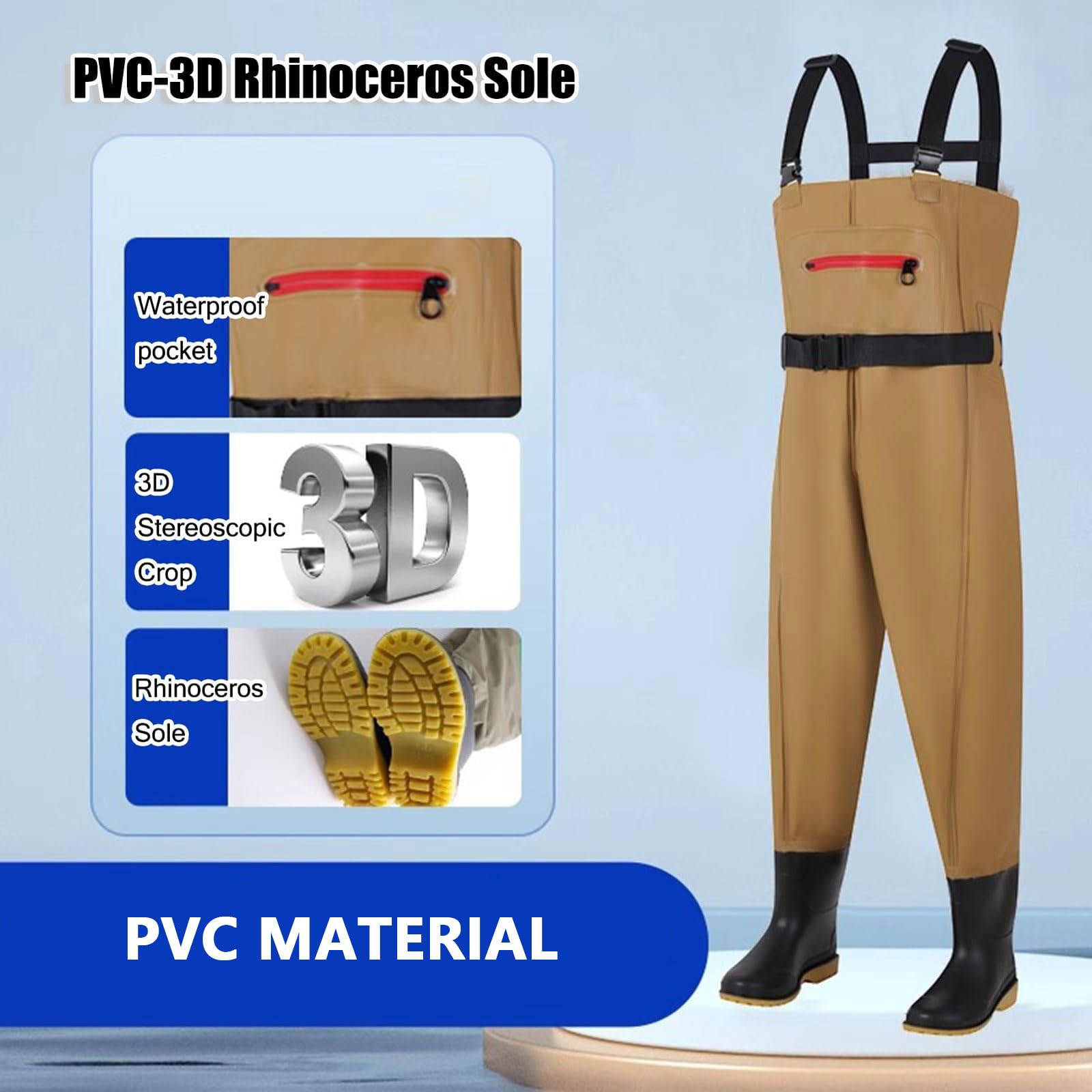 Waders Scafandro da Pesca con Stivali da Pesca Tagliano 36-47,Traspirante Waders Pesca da Uomo con Cintura Tracolla Regolabile,Scafandro Impermeabili PVC,per Pesca,Caccia e Agricoltura