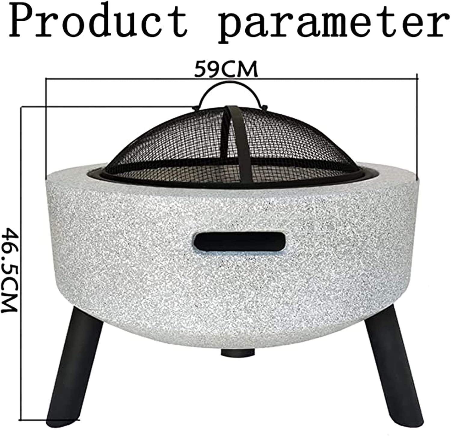 Outdoor Fire Pit Concrete Round and Wood Burning Fire Pit BBQ Grill Firepit Bowl Heaters with Grill