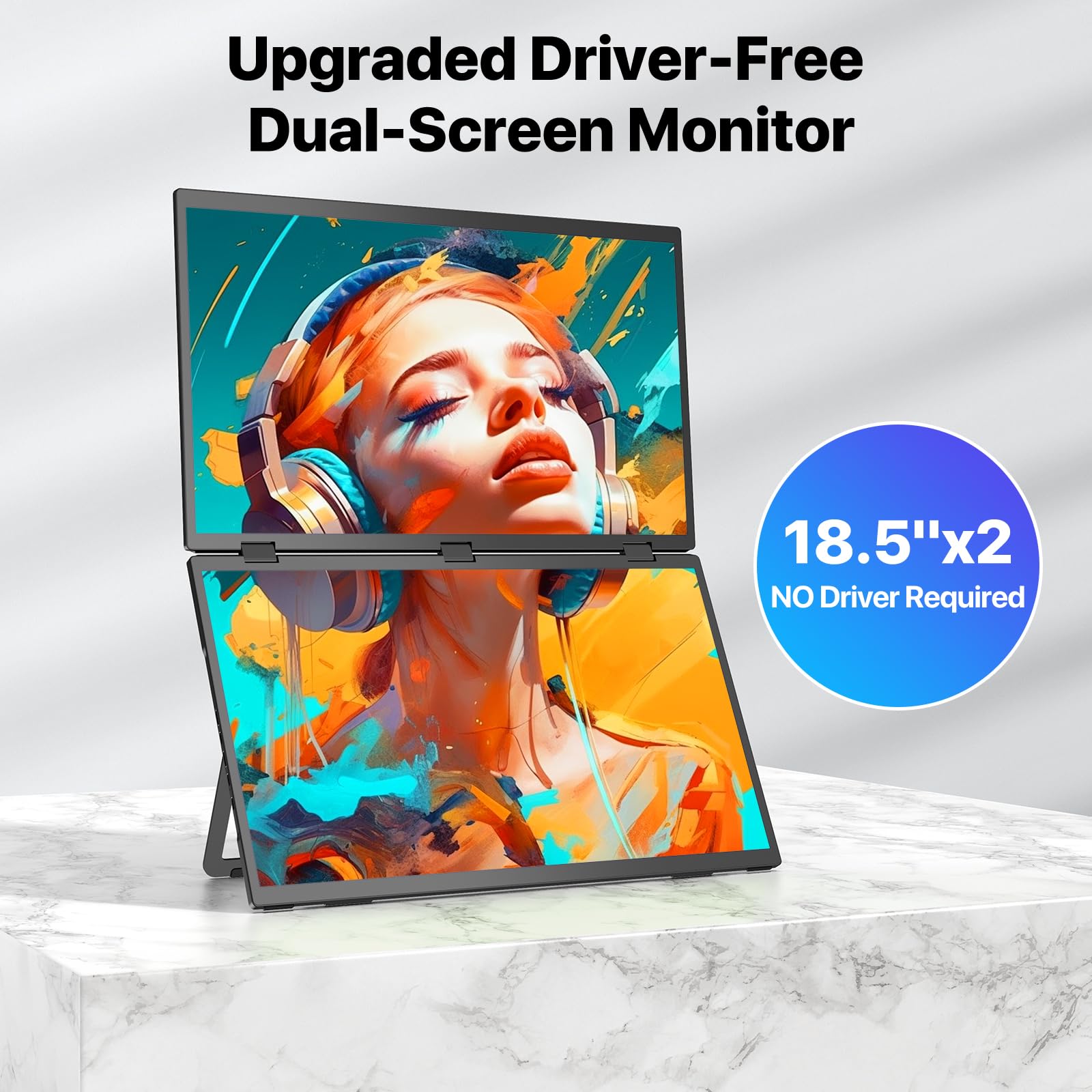 EVICIV Monitor Portatile 18.5'' 100Hz Doppio Schermo Portatile Pieghevole Portable Monitor, 1080P 100% sRGB ΔE<2 Estensore dello Schermo del Laptop con Rotazione automatica di 180°(Nessun Driver)