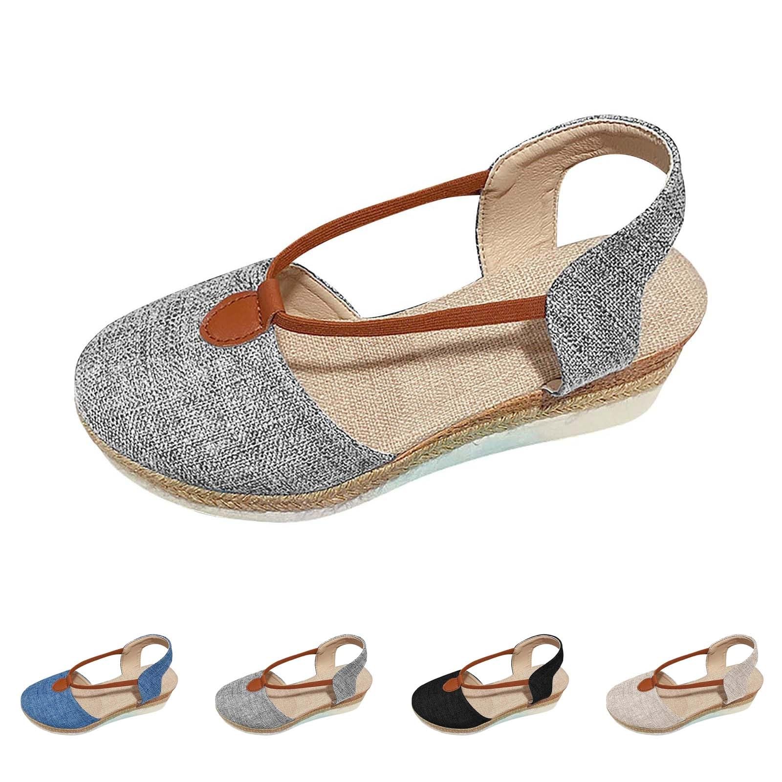 Scarpe Da Passeggiata Donna Leggera Confortevole Ortopedica, Pantofole Da Interni Da Donna Estate Pantofola Ortopedica Piattaforma, Pantofola Flangia Cavigliera Tong - Lino Tong Casual Traspirante