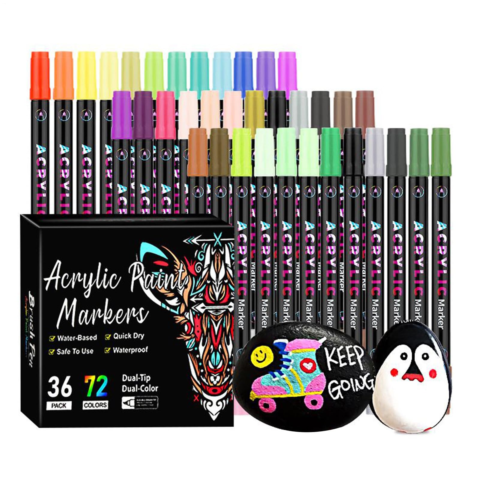Rotuladores de Pintura Acrílica | 72 Colores Punta Doble para Pizarra - Material Educativo Para Oficina Colegio Casa Manualidades Decoración Niños Y Adultos