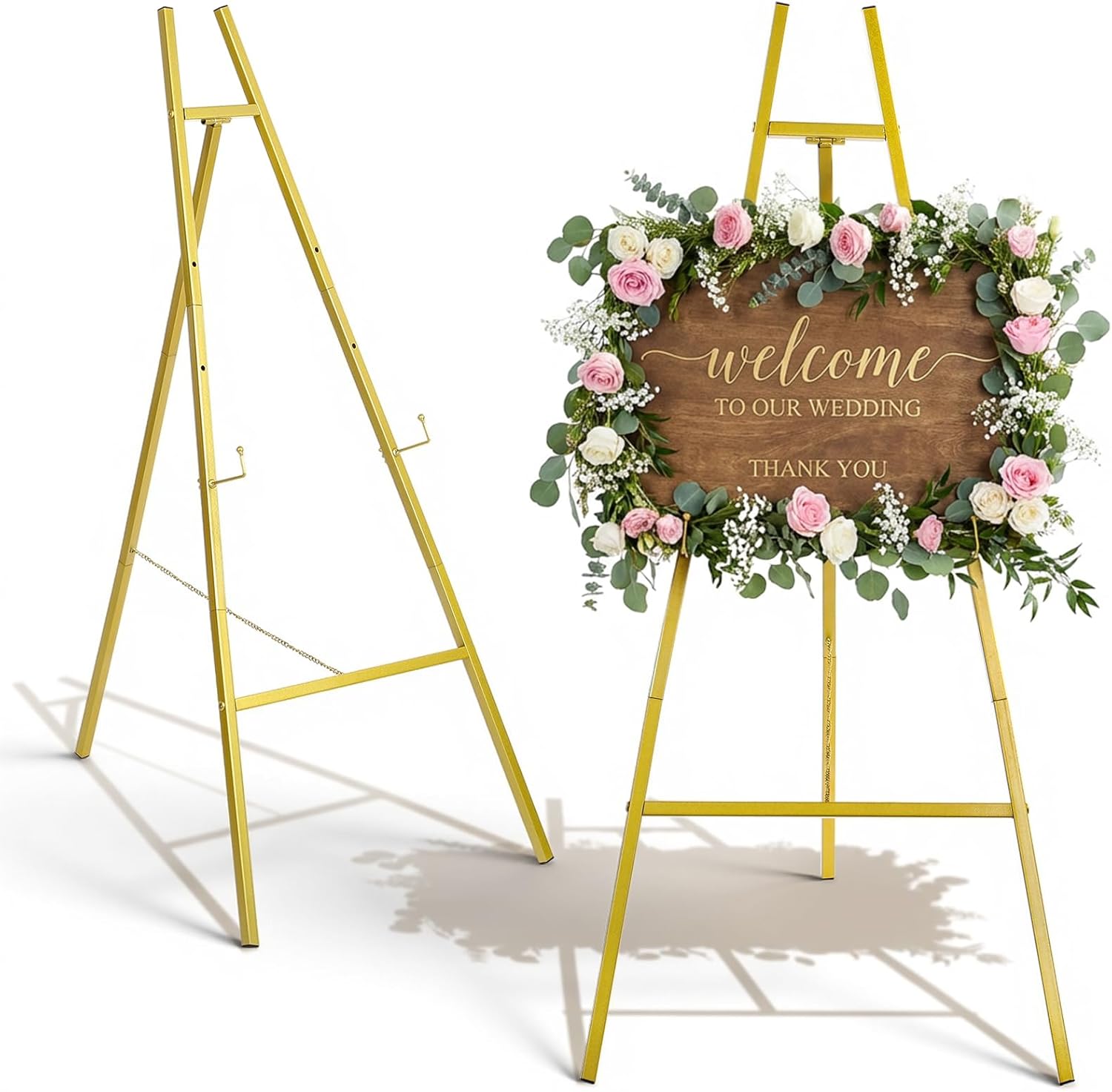 Gold Easel Stand for Sign, Gold Easel Stand for Wedding Signs for Sign, Heavy Duty Easels, 4-Tier AdjustableArt Easels Heavy Duty Metal Display Stands for Wedding Signs, Art, Posters, Pictures