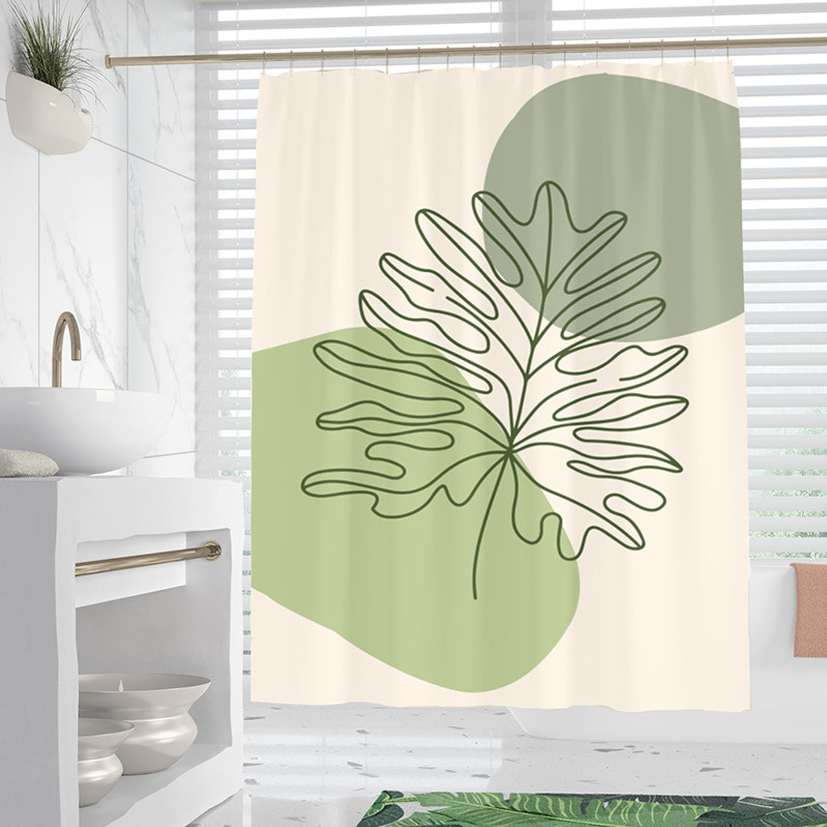 Rideau de douche en tissu anti moisissure pour salle de bain propre en polyester blanc 95x200