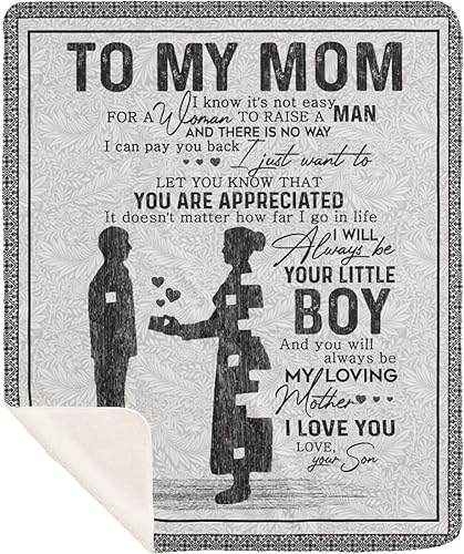 Manta personalizada para mamá de hija e hijo, manta personalizada para el día de la madre con nombres de los niños, con texto en inglés To My Mom We