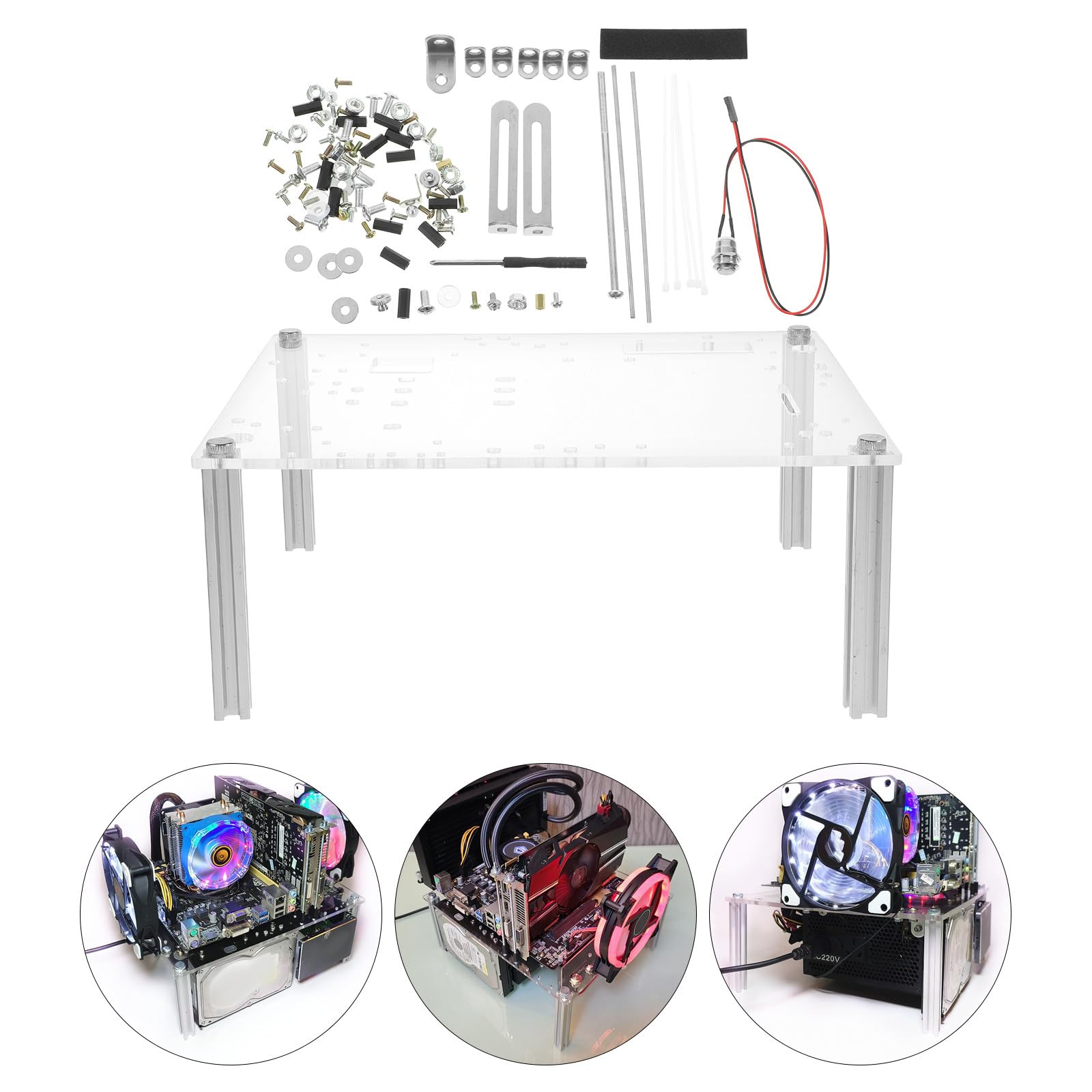 Supporto per Computer Aperto Telaio Open Air Compatto per Case Mini/Micro ATX Base Stabile per Test e Manutenzione PC Accessorio Resistente per Professionisti