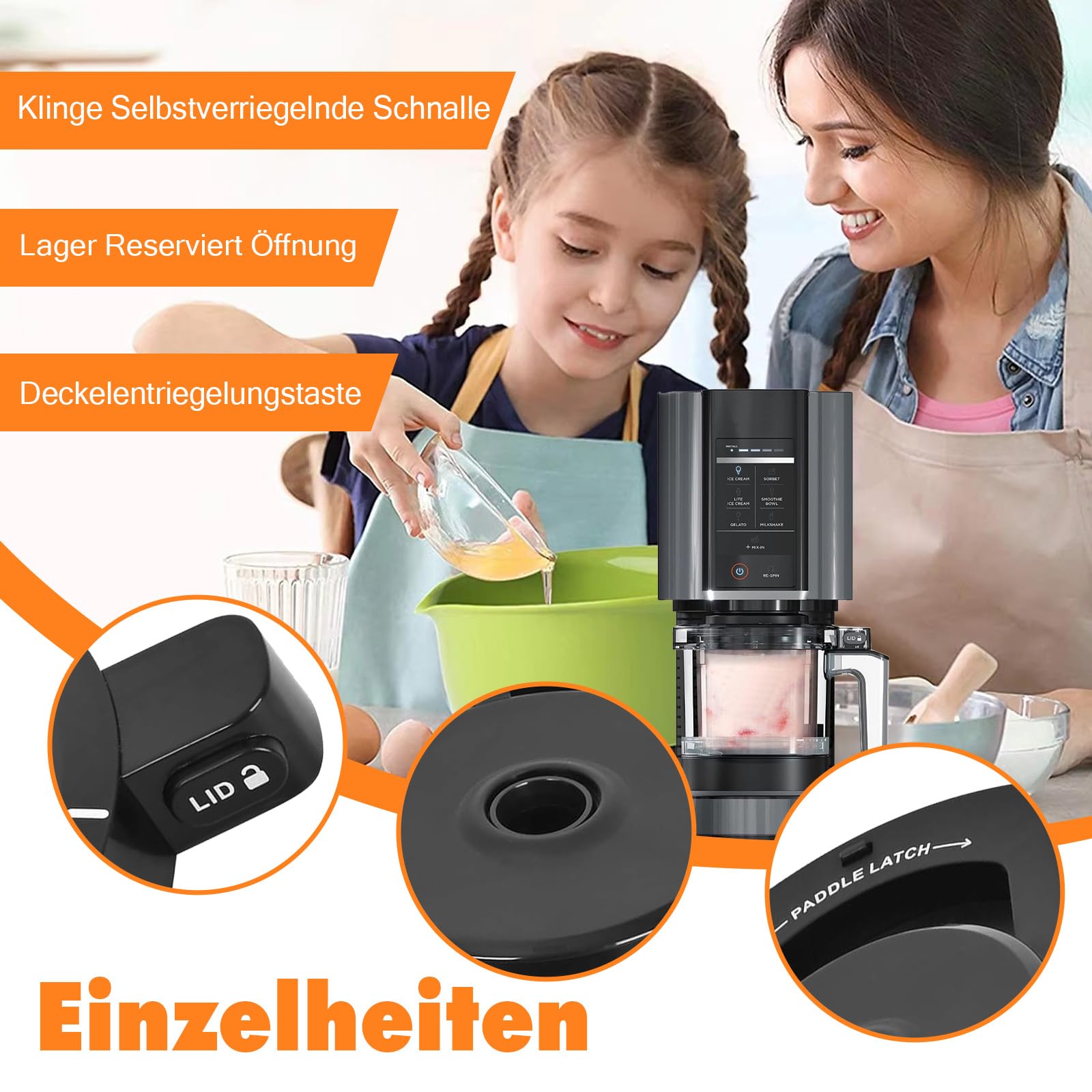 Couvercle de bol extérieur pour sorbetière Ninja, Creami, couvercle de rechange compatible avec Ninja Creami NC299AMZ/NC301/NC300/NC201/NC101, couvercle de rechange réutilisable