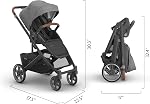 UPPAbaby Cruz V3 Poussette - dès la naissance + Siège auto compatible - Siège complètement réversible - Insert pour bébés, Bougies et Boucliers de pluie inclus - Greyson (Charbon Mélange/Cadre de carbone/Châtain)