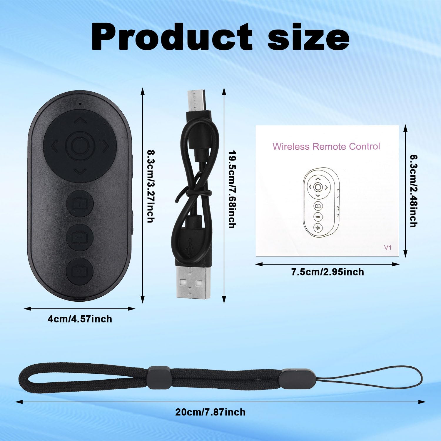 Zdalny Wyzwalacz Migawki Aparatu Bluetooth do iPhone'a Androida, Bezprzewodowy Wyzwalacz Migawki z Zoomem i Przełącznikiem Kamery Przedniej/Tylnej Zdalny Przycisk do Zdjęć i Filmów Vlogowania