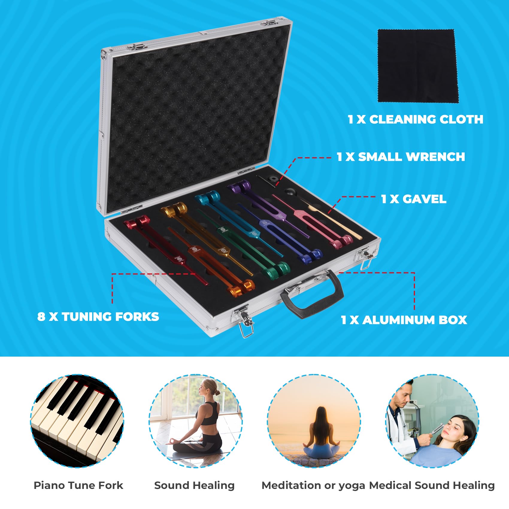 Ensemble de Diapason Chakra Aluminium – Son Précis et