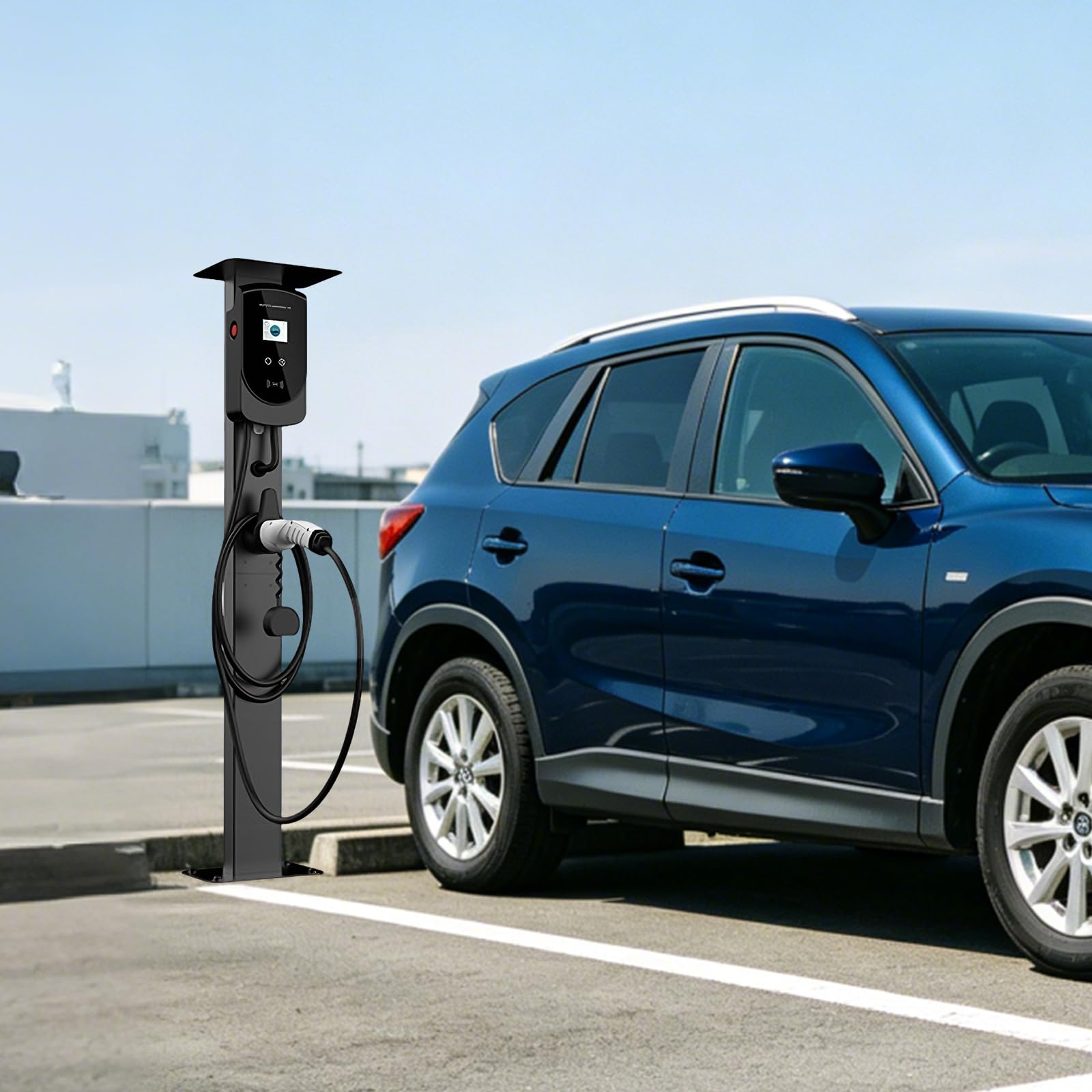Wallbox - Supporto universale per colonna di carico EV per esterni | Supporto autoportante Wallbox con gestione dei cavi, supporto universale per stazioni di ricarica per auto elettriche