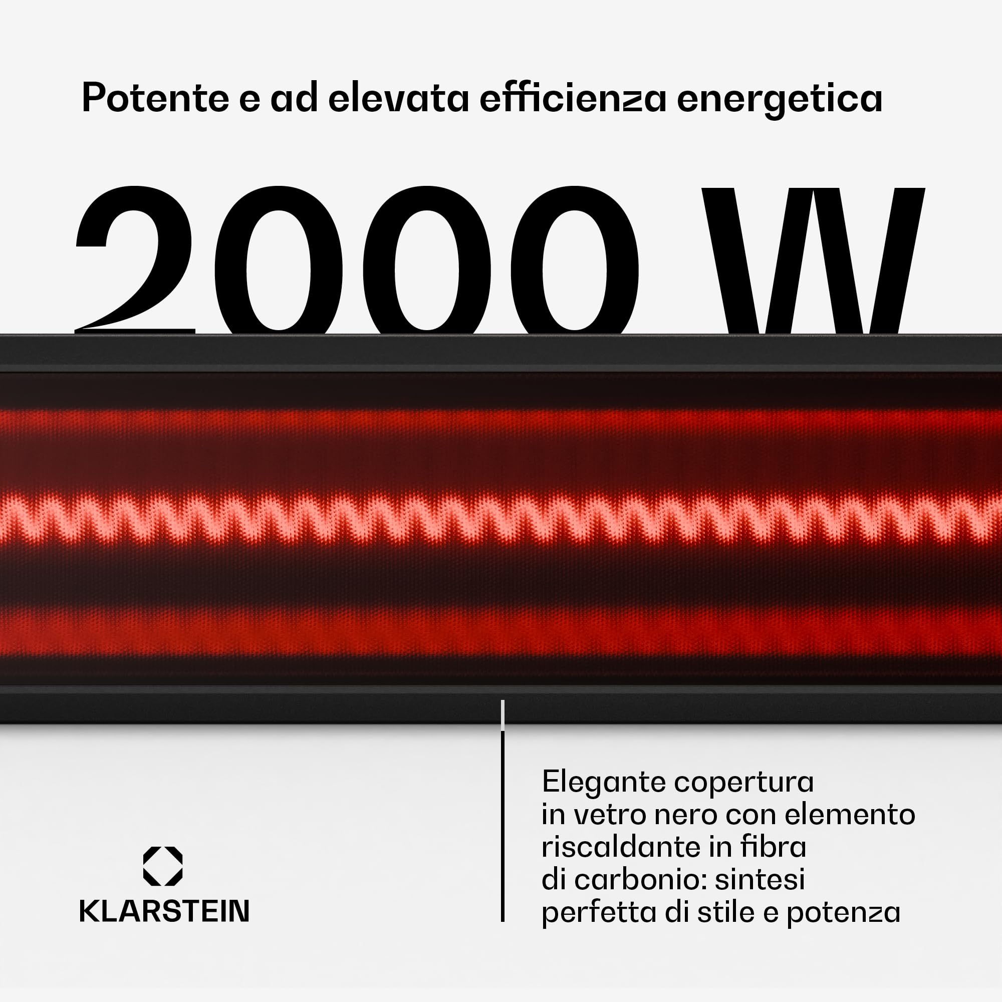 Klarstein Pannelli Radianti a Infrarossi 2000W – Da Parete, IP65, 9 Livelli, WiFi & App, Timer, Silenzioso, Riscaldamento a Infrarossi per Esterni 15m², Telecomando