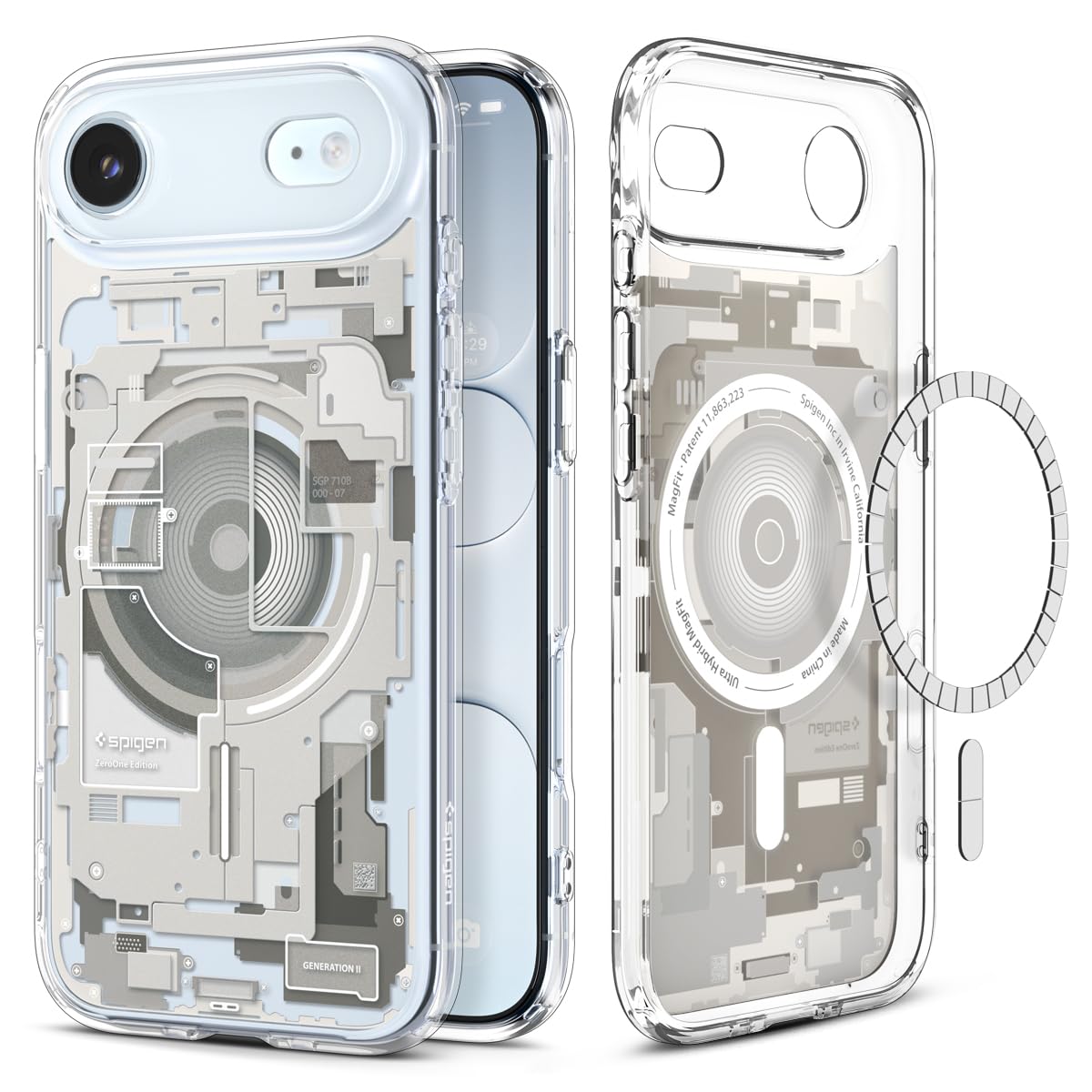Spigen iPhone Air ile Uyumlu ince MagSafe Kılıf Ultra Hybrid Sararma Karşıtı DuraClear™ Hava Kanalı Teknolojisi™ Askeri Sınıf Koruma MagFit Zero One Natural Titanium Tasarım Kapak - ACS10057
