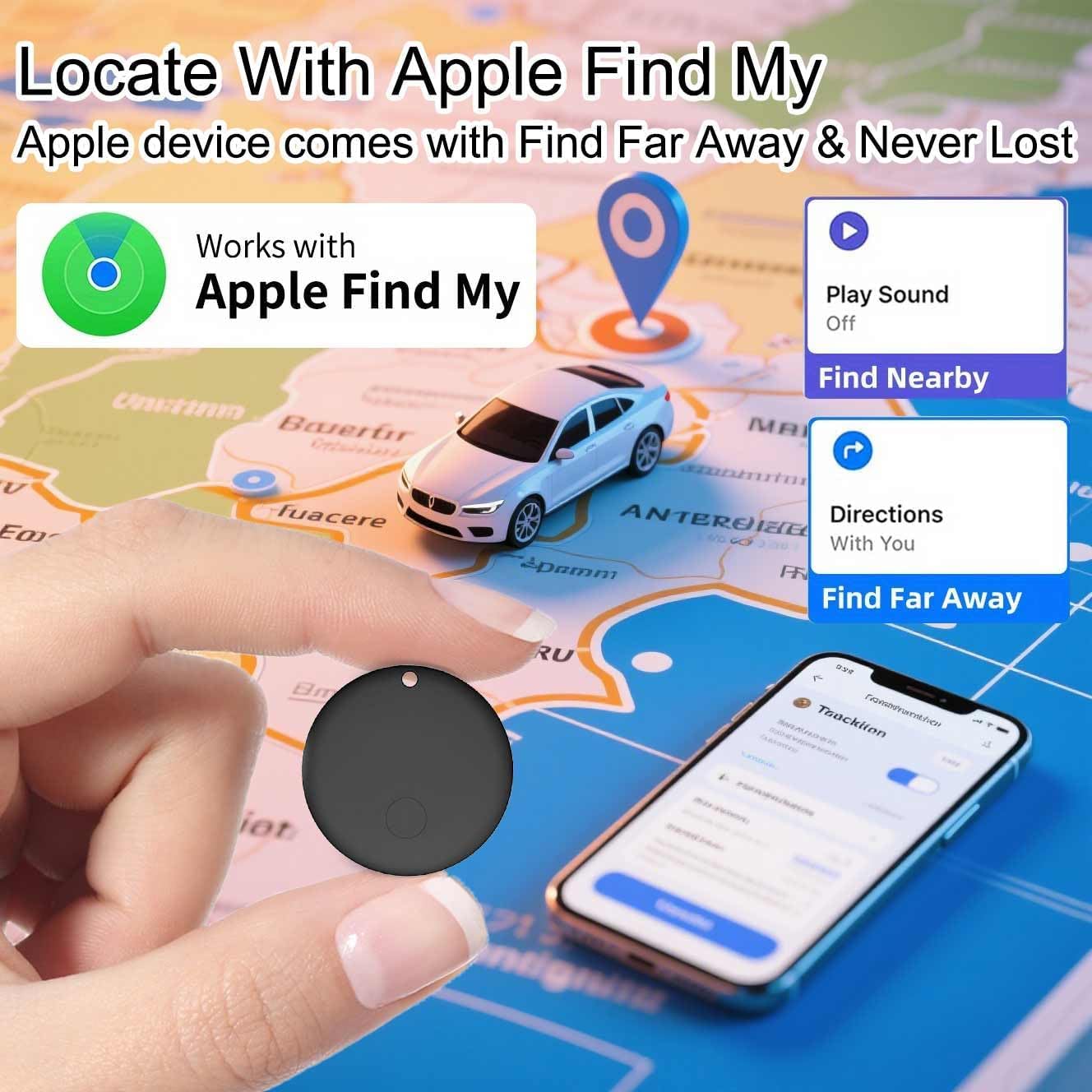 Mini GPS Tracker Ohne Monatliche Kosten & ABO, Kompatibel mit Apple Find My (iOS), für GPS Tracker Auto, Kinder, Fahrrad, Schlüsselfinder, Hund, Katze, Koffer Tracker - 2er Pack