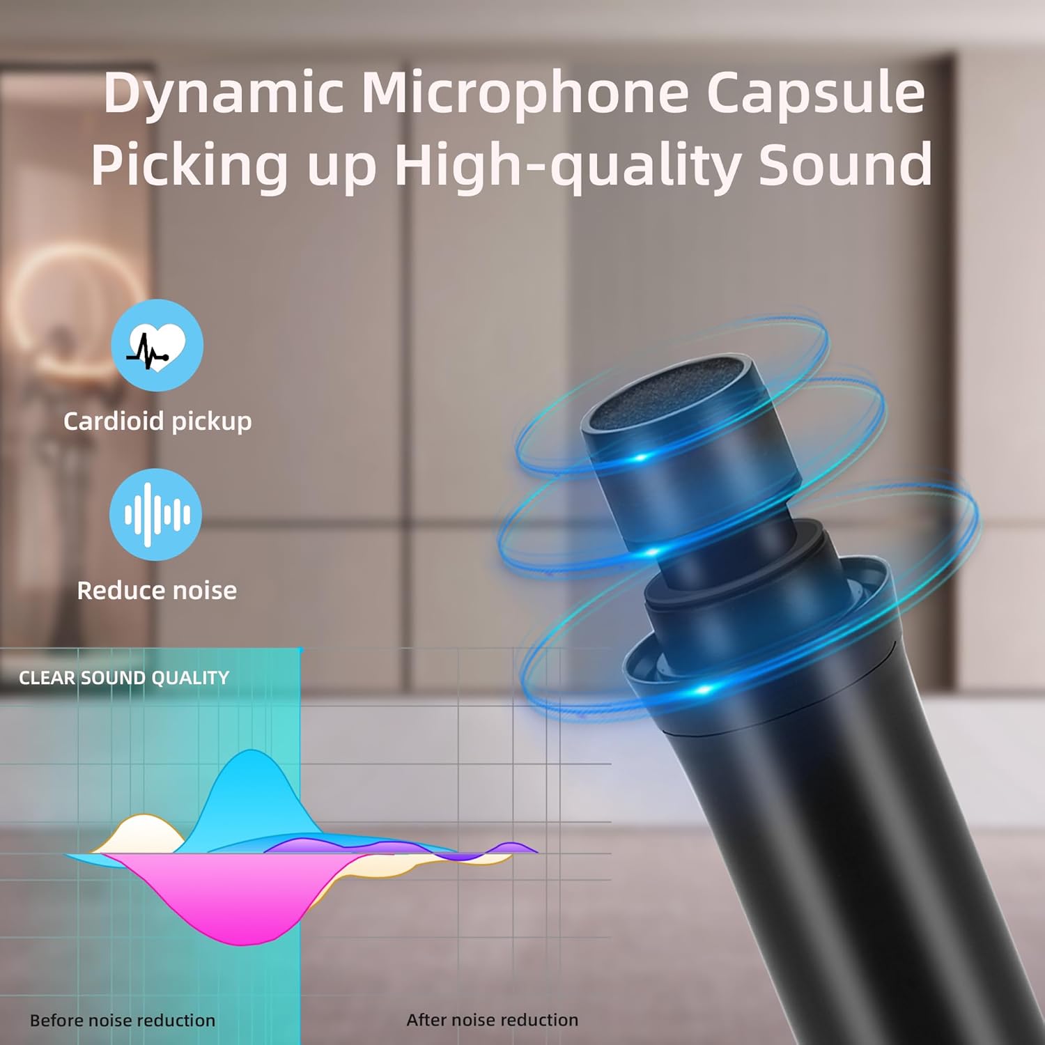 UHF Wireless Microphone Systems, 4 Channels Cordless Handheld Dynamic Karaoke Mic Set, Auto Connect 300ft Range Transmission for Singing, Karaoke, DJ Party, Church, Wedding, PA Speaker - Image 3