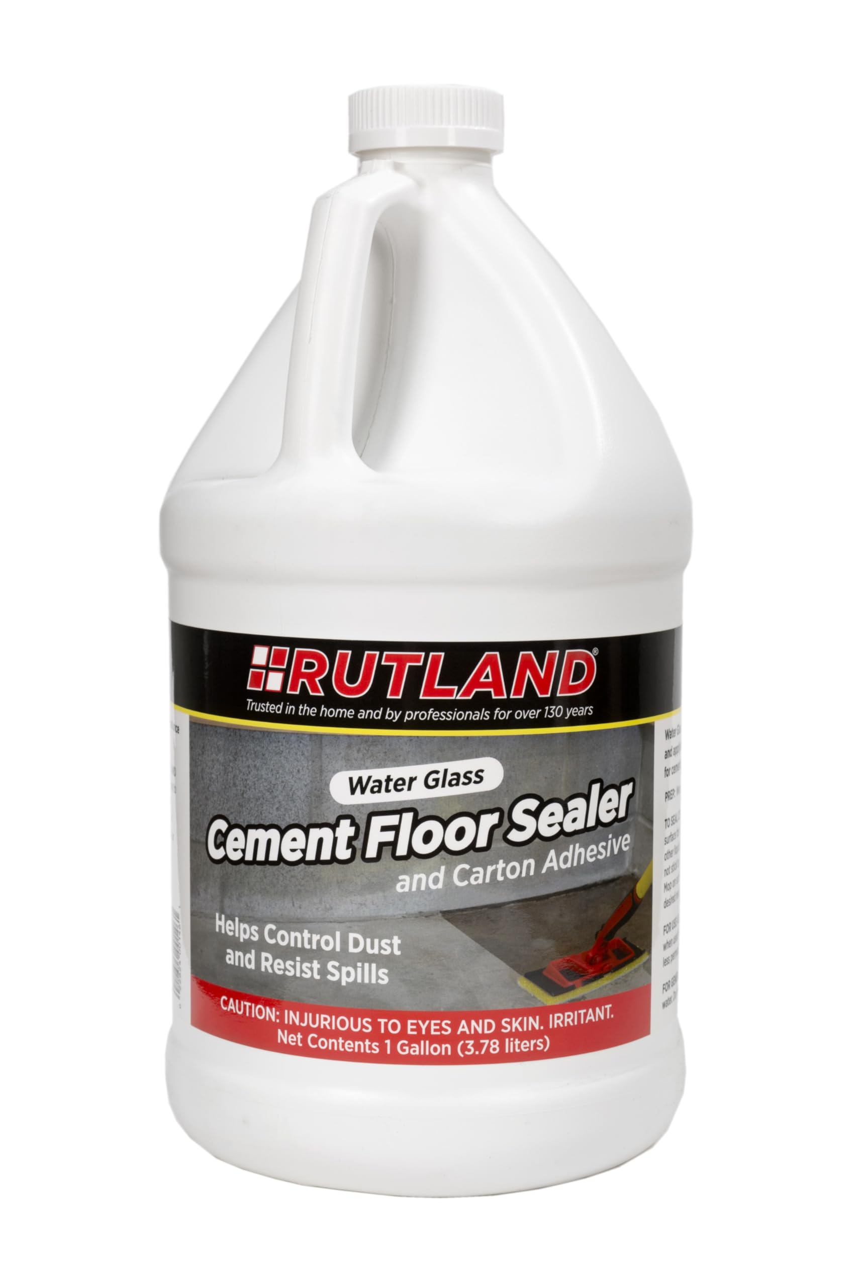 Rutland Water Glass Cement Floor Sealer & Adhesive, Sodium Silicate 40% Solution, 2000F Heat Rated, 1 Gallon, 128 Oz