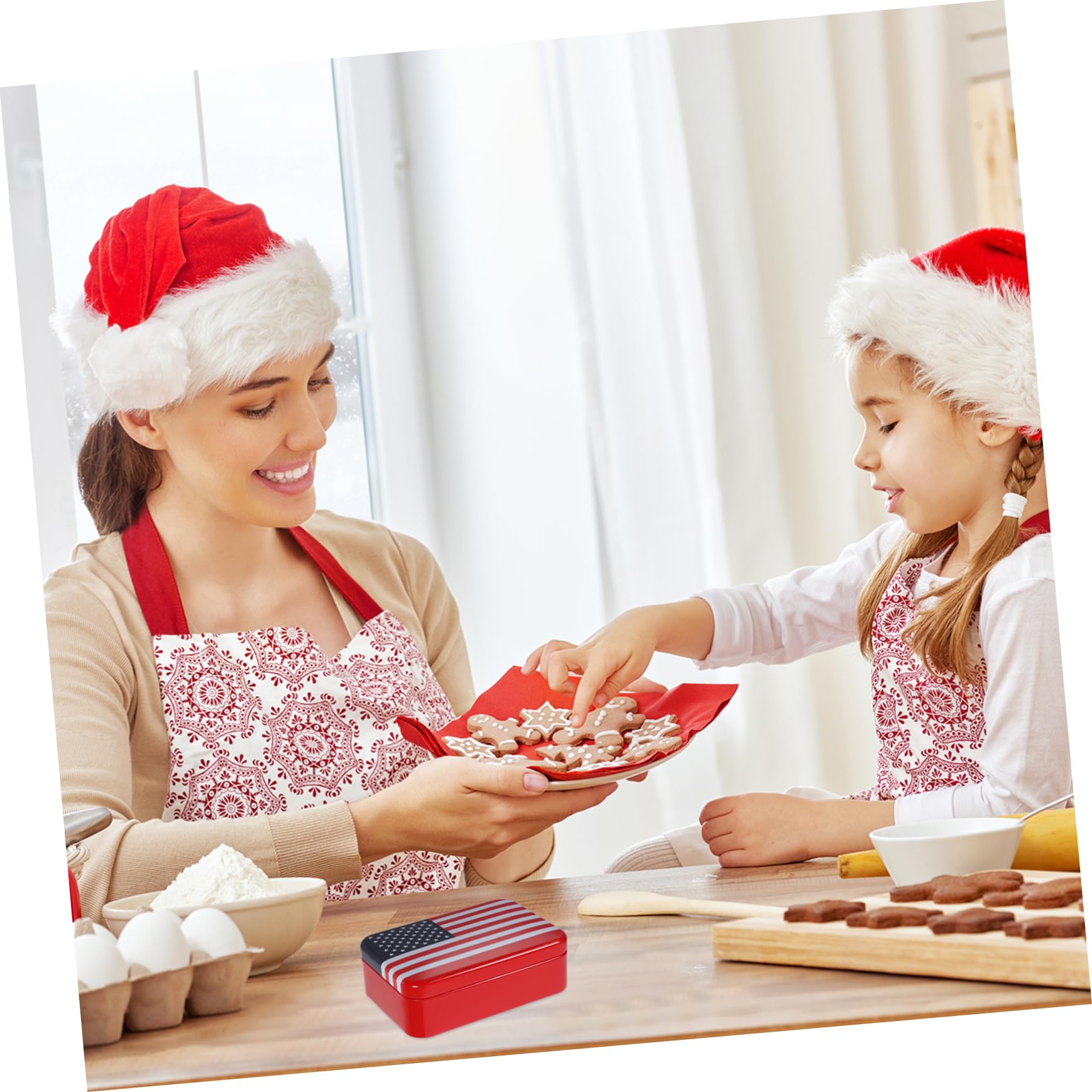 OFFSCH Independence Day Candy Box Decorative Tinplate Candy Jar for Cookies Treats Portable Storage Container for Party Favors Holiday Snacks Lightweight