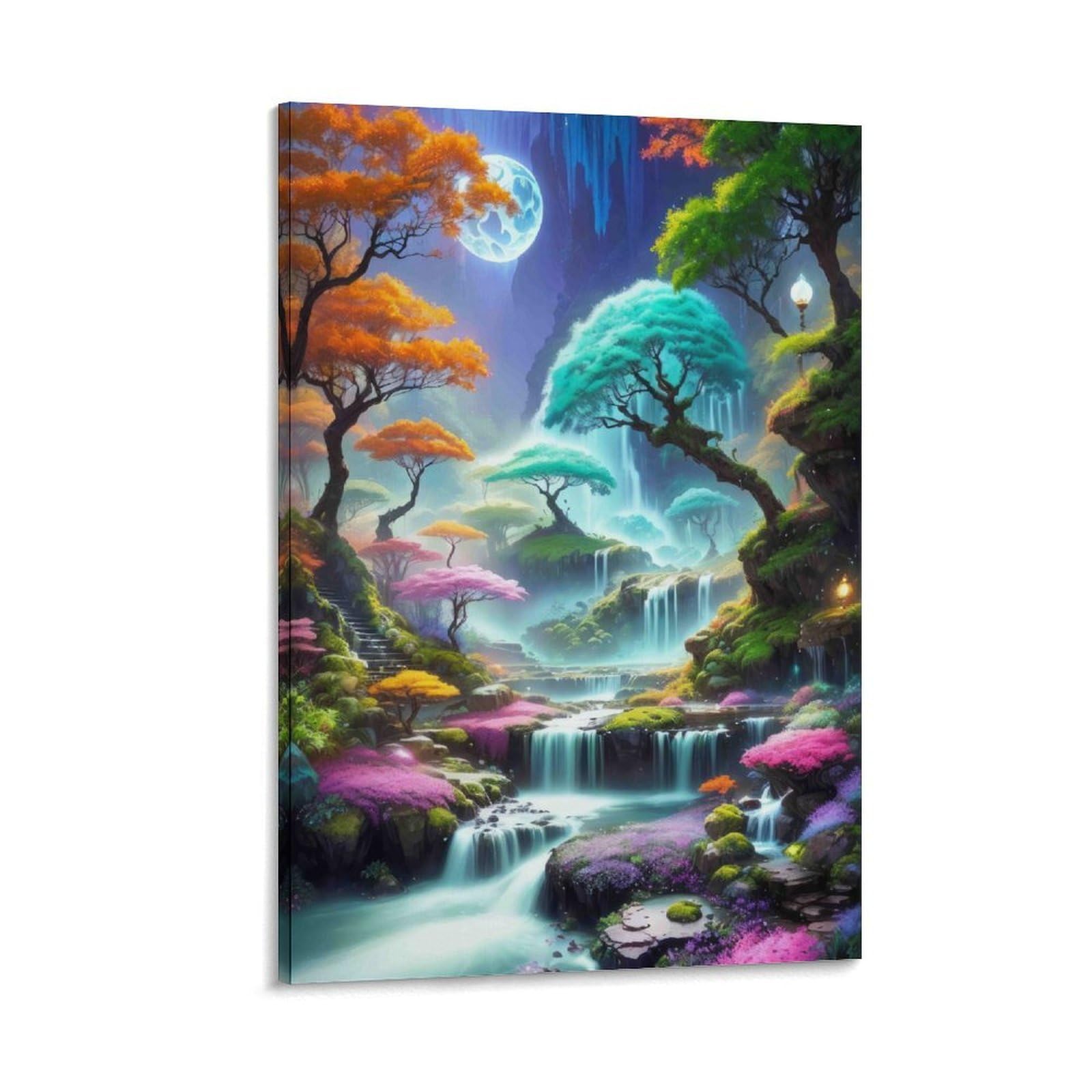 DHBANEIOK Fantasy Forest Landscape Wall Decor Poster Giclee Canvas Prints Modern Wall Art Picture Wall Hanging for Living Room Home Decorations 08x12inch(20x30cm)