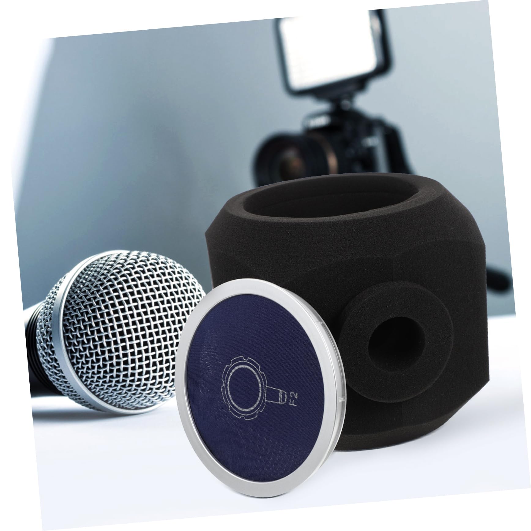 Cubierta de Esponja para Micrófono Ligera y Absorbente de Sonido, Funda Protectora Azul para Grabación Interior Captura de Sonido Puro