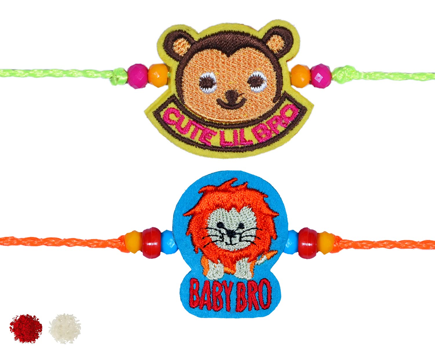 MASQ by Q-One Designer Rakhi Combo Set with Roli Chawal & Moli for Kids (Pack of 2) | Embroidered Handcrafted Raksha Bandhan Bracelet for Brother-Sister (B099Q3WDVF) Amazon Price History, Amazon Price Tracker