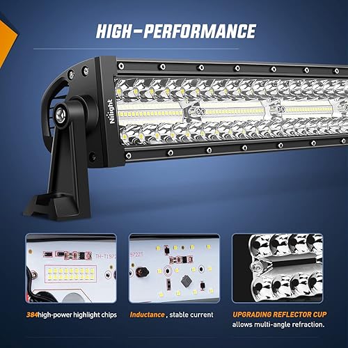 Miniatura 3 de Nilight Barra de luz LED de 50 pulgadas curvada triple fila luz de trabajo LED 384 chips LED luces de conducción LED de alta potencia luces