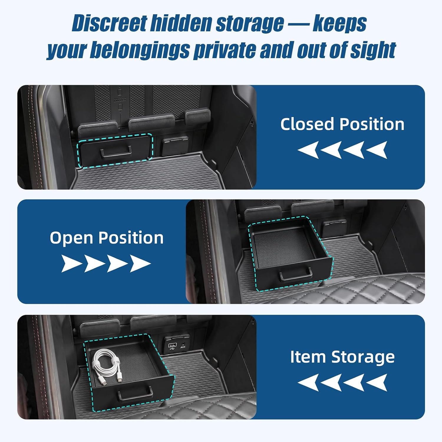 Center Console Storage Drawer for 2019-2026 Dodge RAM 1500 2500 3500 Cubby image 5