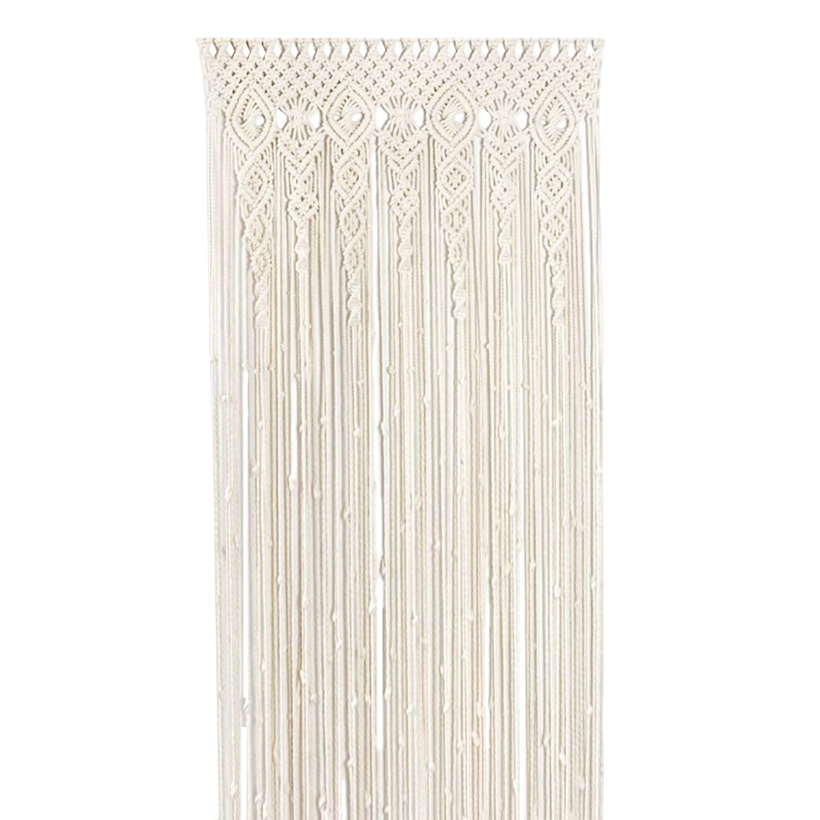 Makramee Vorhang Tür, Boho Türvorhang, ‌Handgewebte Makramee Wandteppich, Fadenvorhang für Raumteiler Hochzeit Hintergrund Inneneinrichtung (100 * 200cm)
