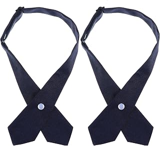 블루 프렌치 유니폼 여아용 타이 2개, 프렌치 토스트 여아용 유니폼 셔츠용 조절 가능한 블루 넥타이, 여아 교복용 크로스 타이(19.48 x 14cm(7.48 x 5.51인치))