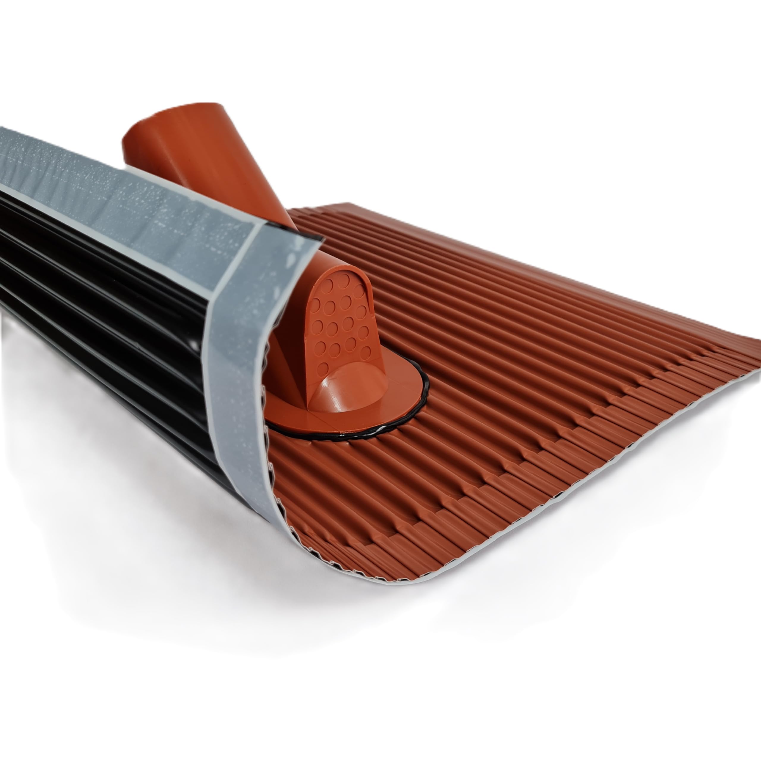 Tegole per tetto in alluminio, 45 x 50 cm, colore rosso, con passacavo, piastrella per antenna per asta fino a 60 mm di diametro, universale, resistente alle intemperie, accessorio