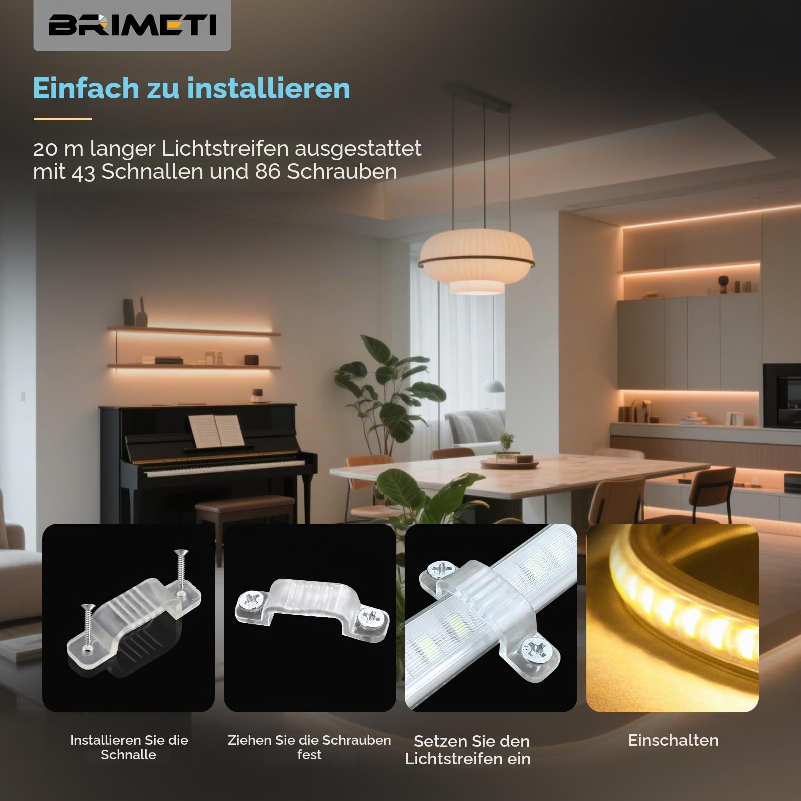LED Streifen 20M 230V Neon Strip IP65 Wasserdicht Aussenbereich Neutralweiß 4000K 145LEDS/M mit Netzteil und Stecker, Flexibel DIY LED Band Lichtband für Außen und Innen Wohnzimmer Küche Deko