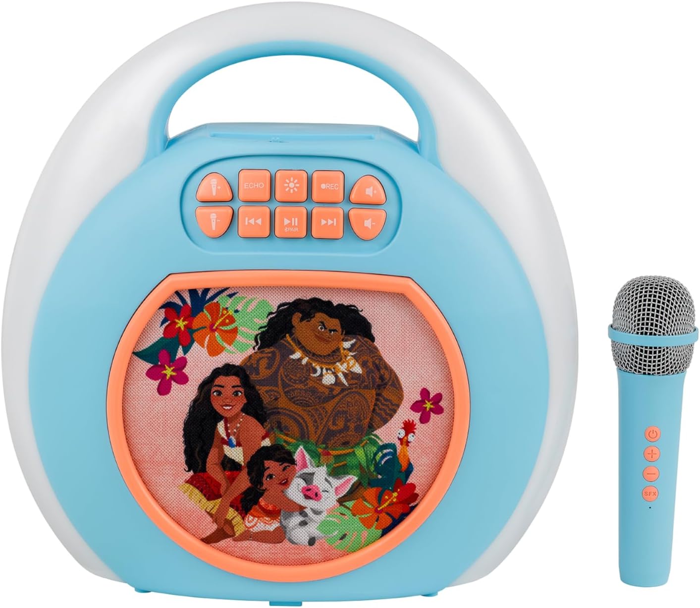 eKids Moana Karaoke Machine for Kids, Bluetooth Speaker with Wireless Microphone Designed for Fans of Moana Toys