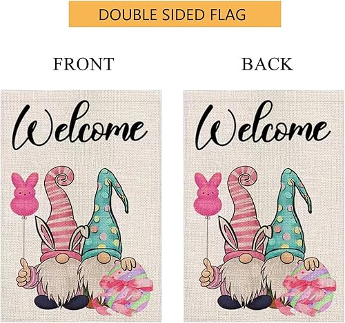Miniatura 2 de SYSAMA Bandera de Pascua para jardín, 12 x 18 pulgadas, vertical, de doble cara, búfalo, bienvenida, conejo, zanahoria, huevo, Pascua, granja,