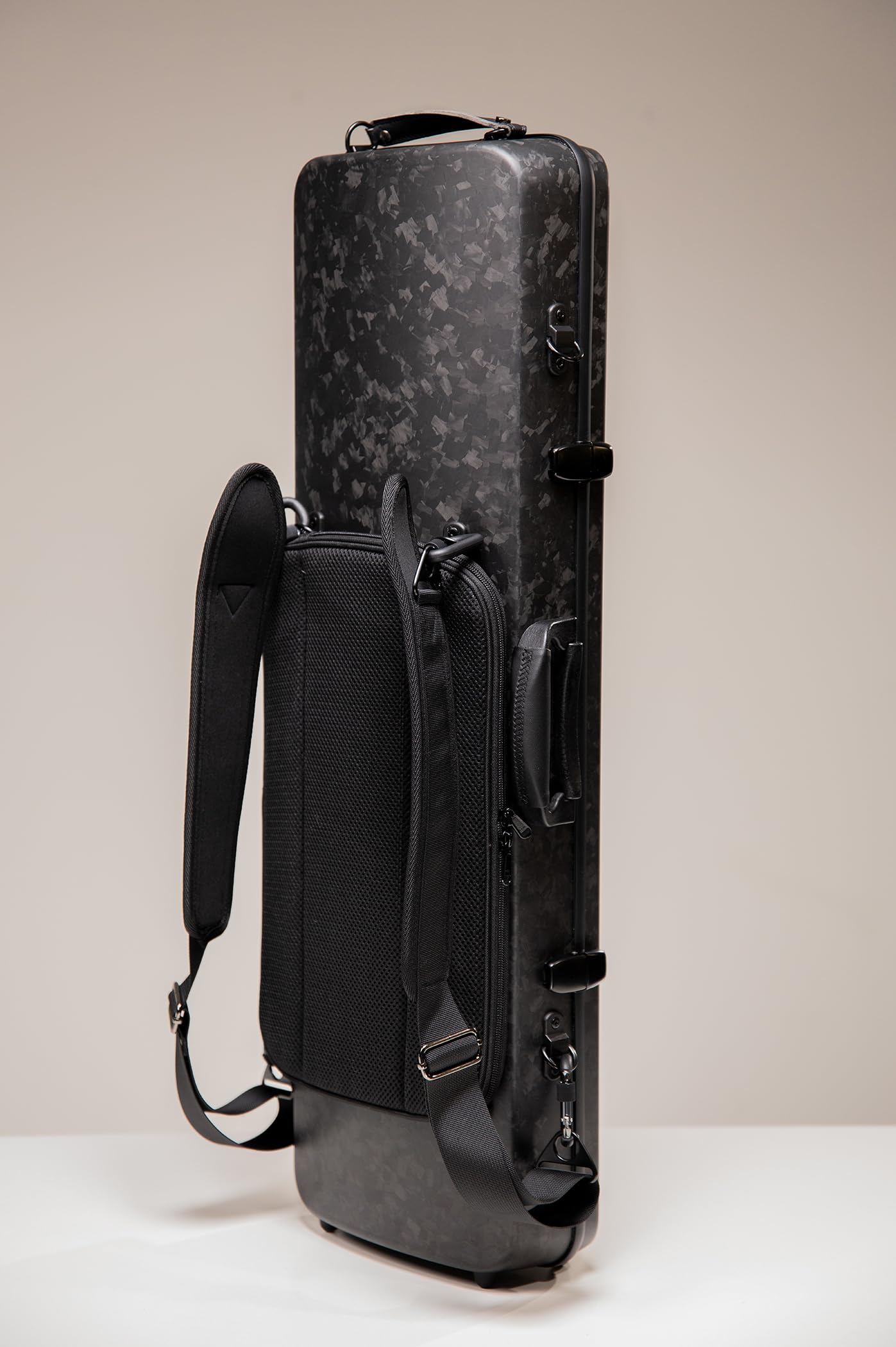 GEWA Étui à violon Camouflage Carbon – coque en carbone – suspension rembourrée – hygromètre numérique – sangles de sac à dos amovibles – pochette à partitions amovible – avec poignée latérale