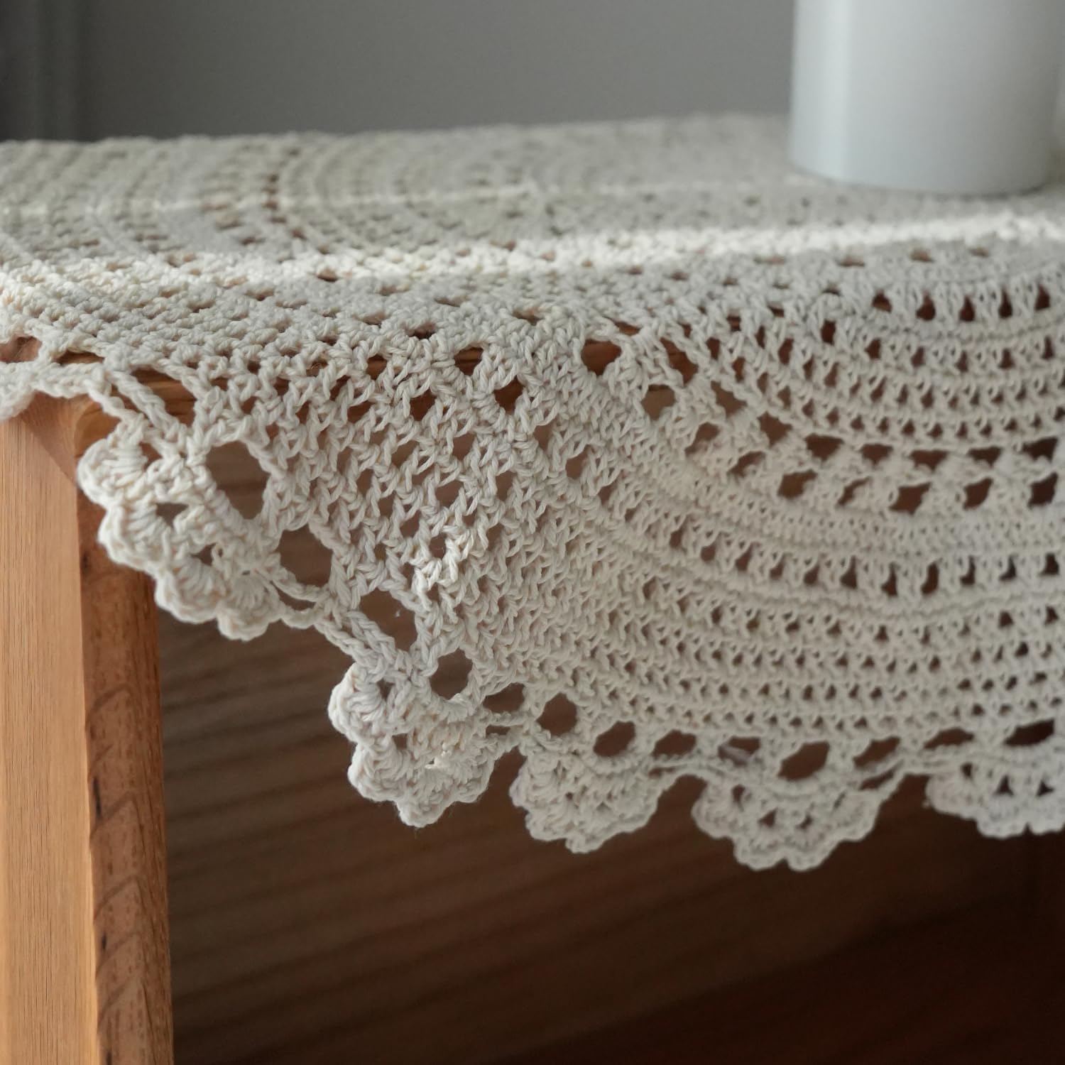 Phantomon Handmade Doilies Crochet Round Cotton Large Lace Placemats Coasters Table Covers, Pack of 4, Beige, 17 Inch