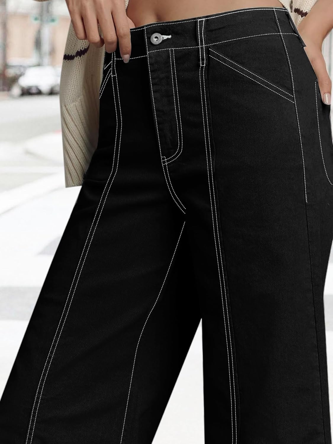 High Waisted Wide Leg Jeans for Women Trendy Stretchy Baggy High Rise Denim Pants Casual - Image 5