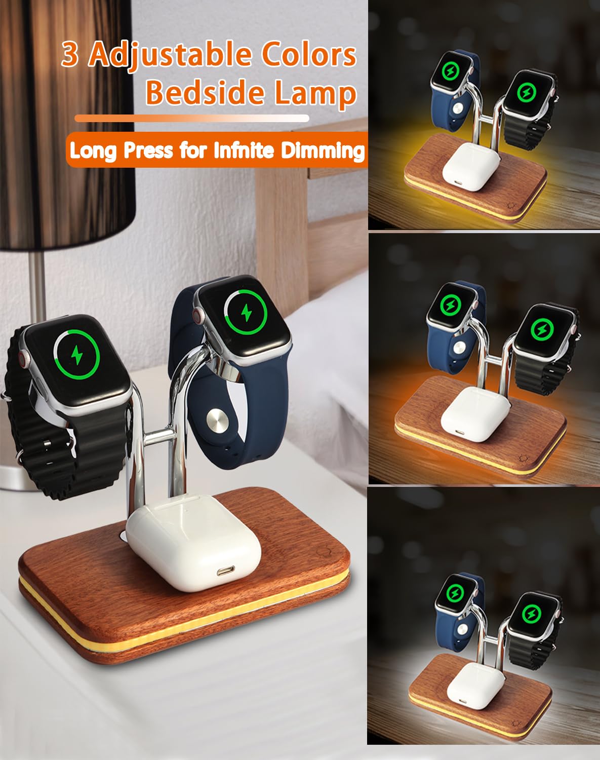 Amazon.co.jp: JuncaiTech 木製デュアルウォッチ充電器 Apple Watch