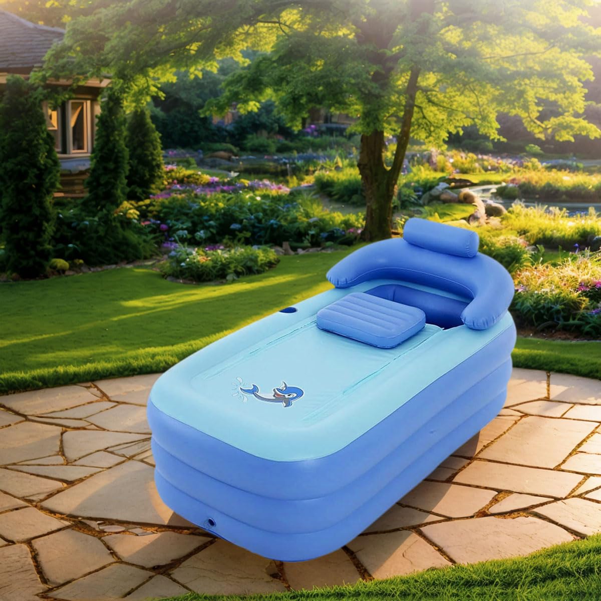 Vasca da bagno gonfiabile per adulti | Pompa elettrica e design a 3 camere | Vasca pieghevole portatile per bagno, balcone e campeggio