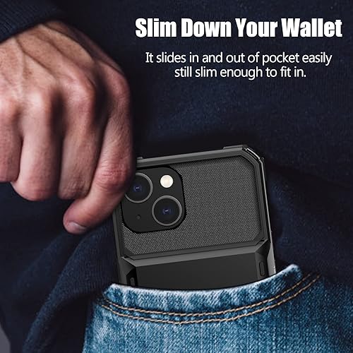 Miniatura 6 de Nvollnoe for iPhone 14 Case with Card HolderStore 5 Cards Dual Layer Heavy Duty Shockproof iPhone 14 Wallet Case with Hidden Card Slot Large Storage