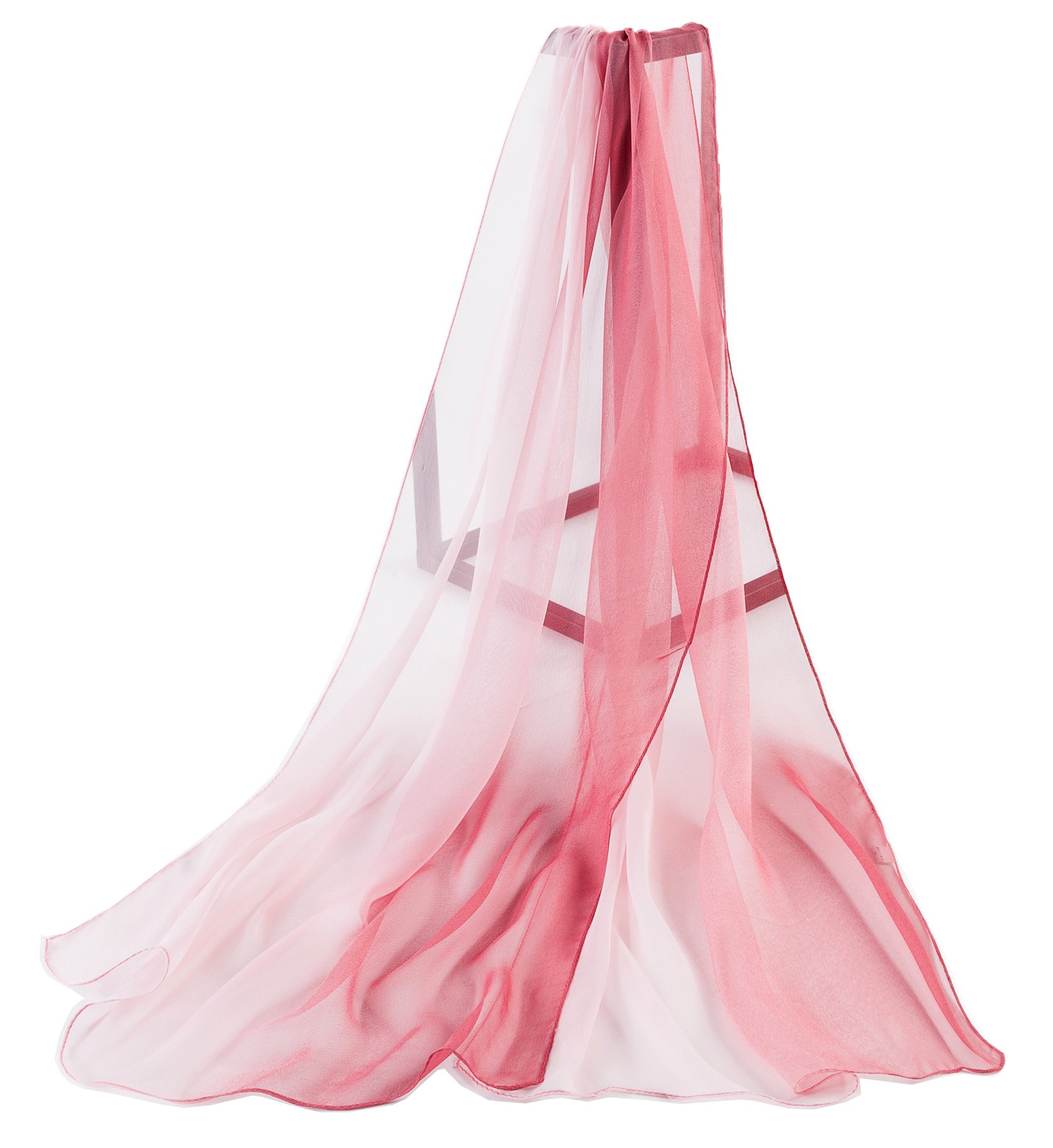 Multicolour Chiffon Silk Style Scarf Shawl (Cream Pink)