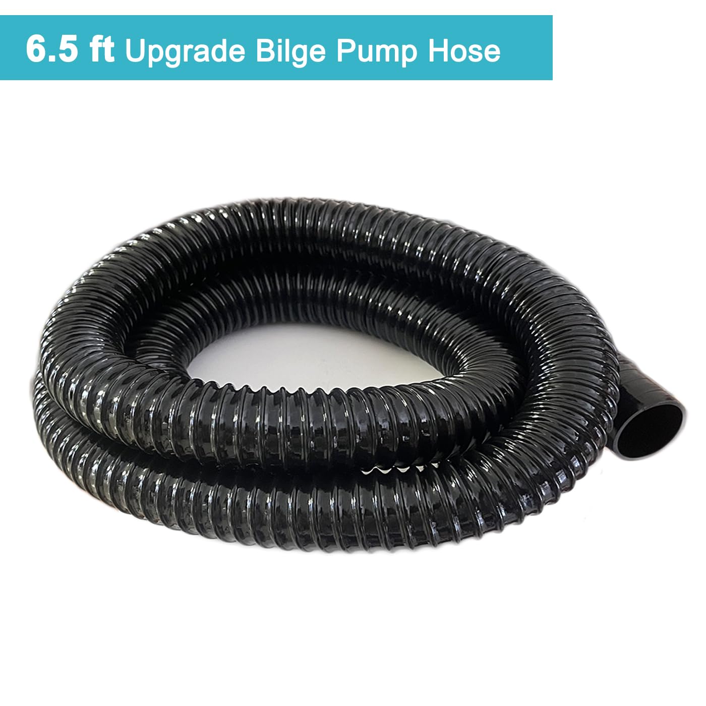 3/4 Inch Outlet Dia Bilge Pump Kit, 6.5 ft Hose, 12v 750 GPH Water Pump, Premium Quality Kinkfree Flexible PVC Hose, Package Include Thru Hull Fitting and 2 Stainless Steel Clamps