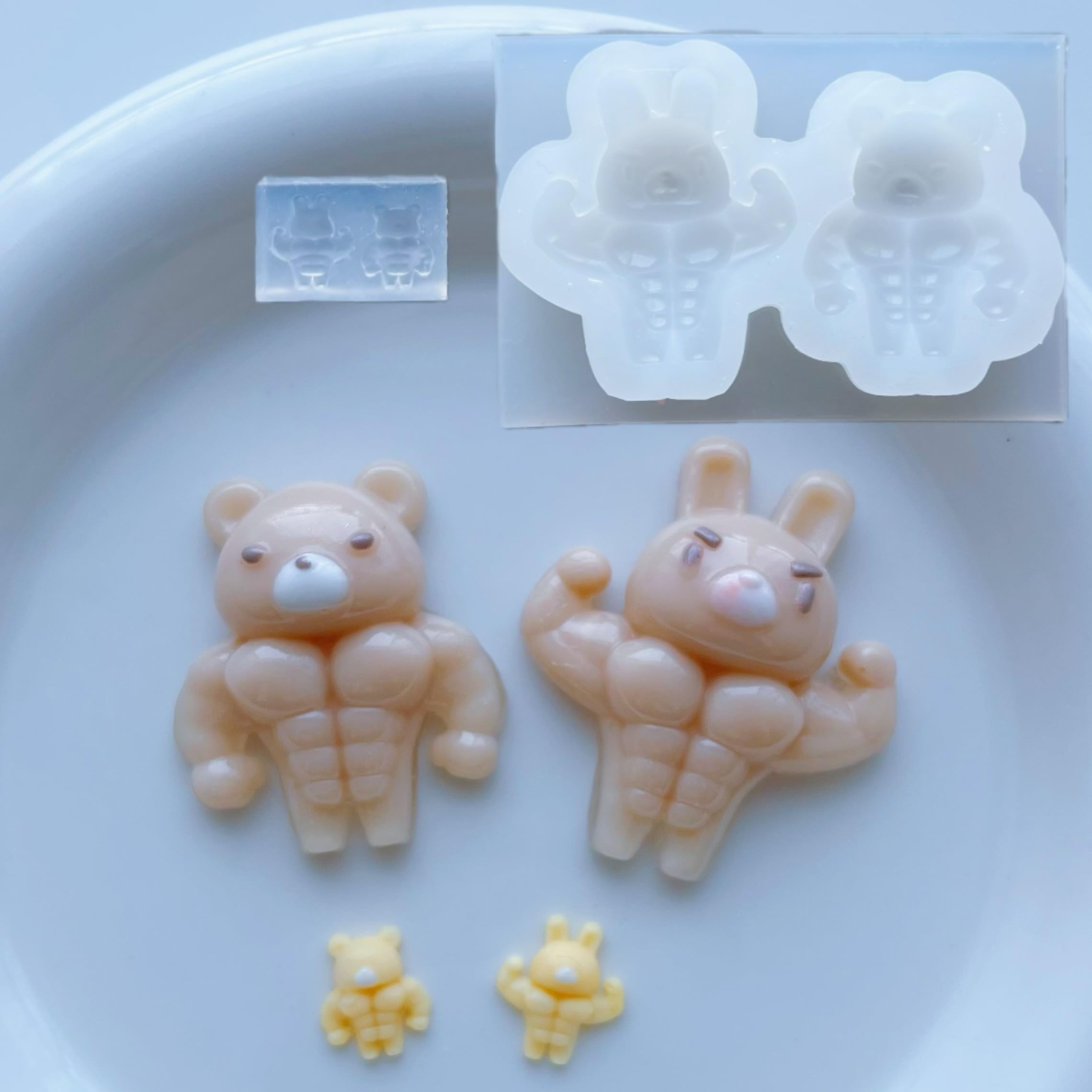 Amazon.co.jp: 【シリコンモールド】筋肉くまさん 大小2点セット