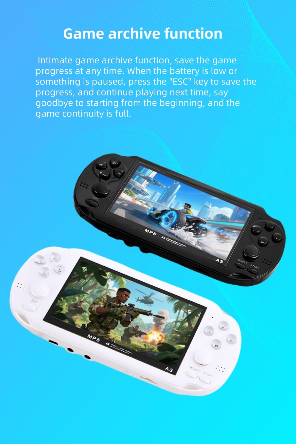 Retro YHFITN 4.3 Inch Portable Game Console with Dual Joystick, Compatible with TV, Kids and Adults.(White) - 5