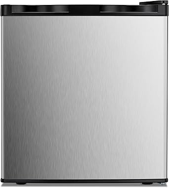 Kismile Mini Freezer,1.1 Cu.ft Upright Freezer with Reversible Single Door,Removable Shelves,Small Freezer with Adjustable Thermostat for Home/Kitchen/Office (Stainless Steel)