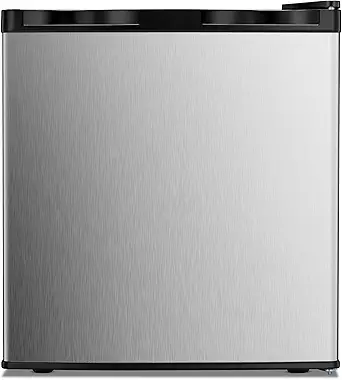 Kismile Mini Freezer,1.1 Cu.ft Upright Freezer with Reversible Single Door,Removable Shelves,Small Freezer with Adjustable Thermostat for Home/Kitchen/Office (Stainless Steel)