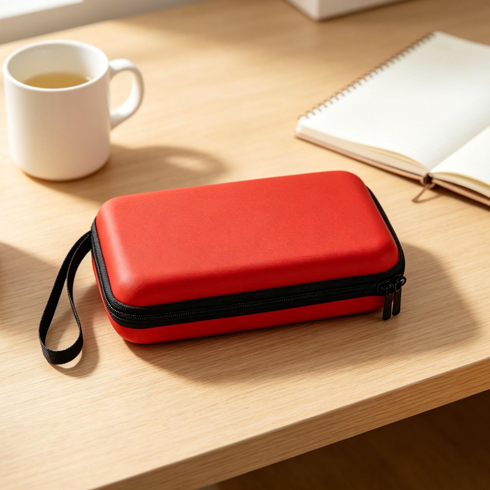 Etui Przechowywania dla New 3DS 3DS 2DS XL DSi DS Lite, Wodoodporne Chroniące Etui Transportowe z Odłączanym Paskiem Nadgarstek Kompaktowa Twarda Osłona dla Przenośnej Konsoli Gier (Czerwony)